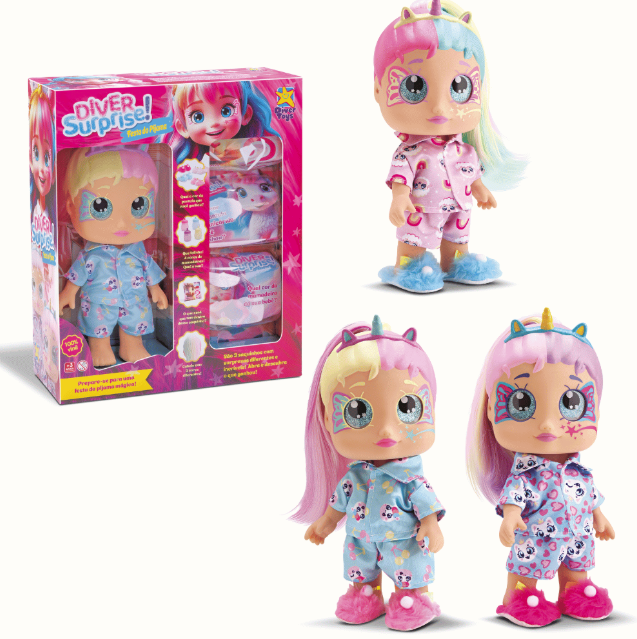 BONECA DIVER SURPRISE FESTA DO PIJAMA 3+ DIVERTOYS