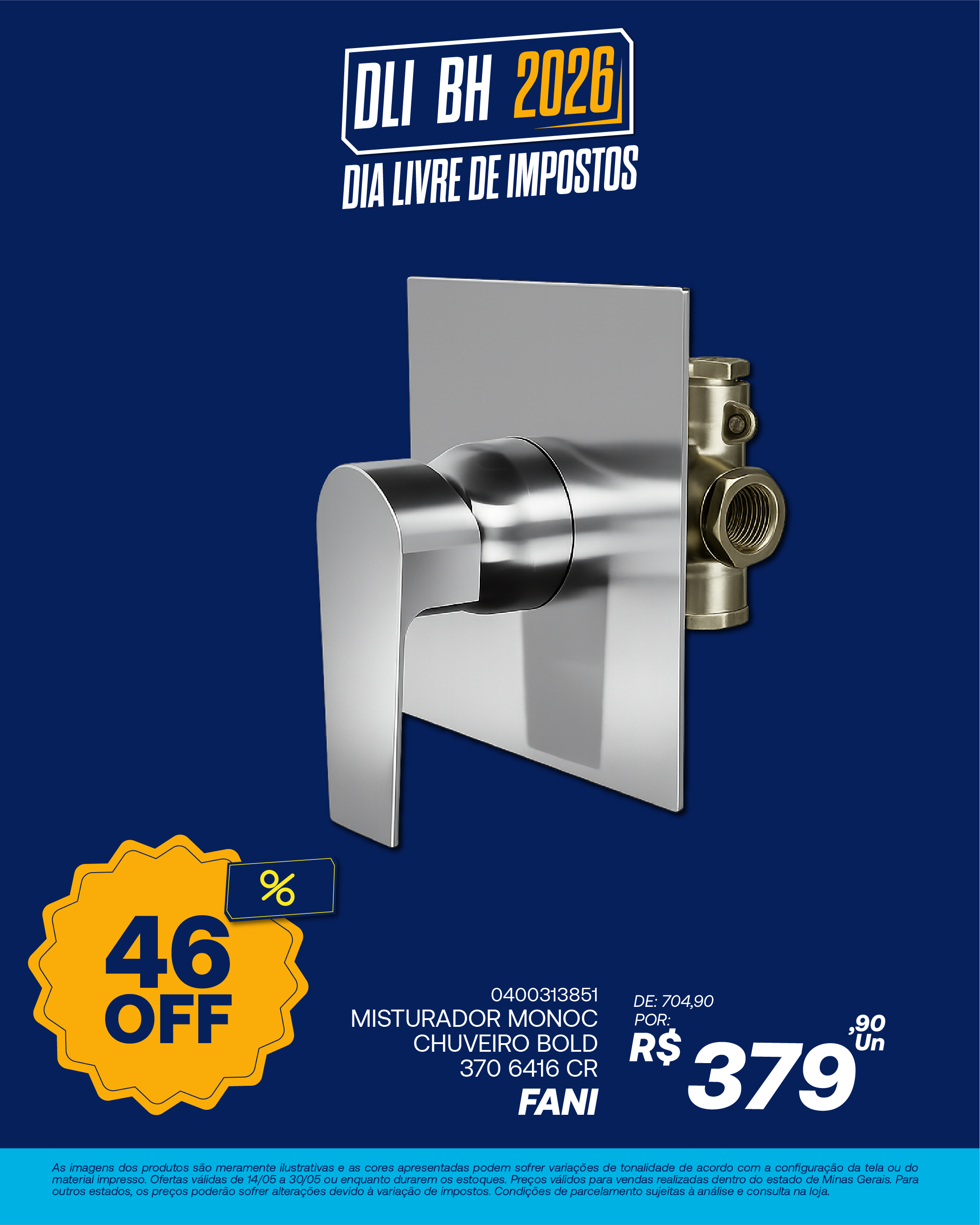 FANI MISTURADOR MONOC CHUVEIRO BOLD 370 6416 CR