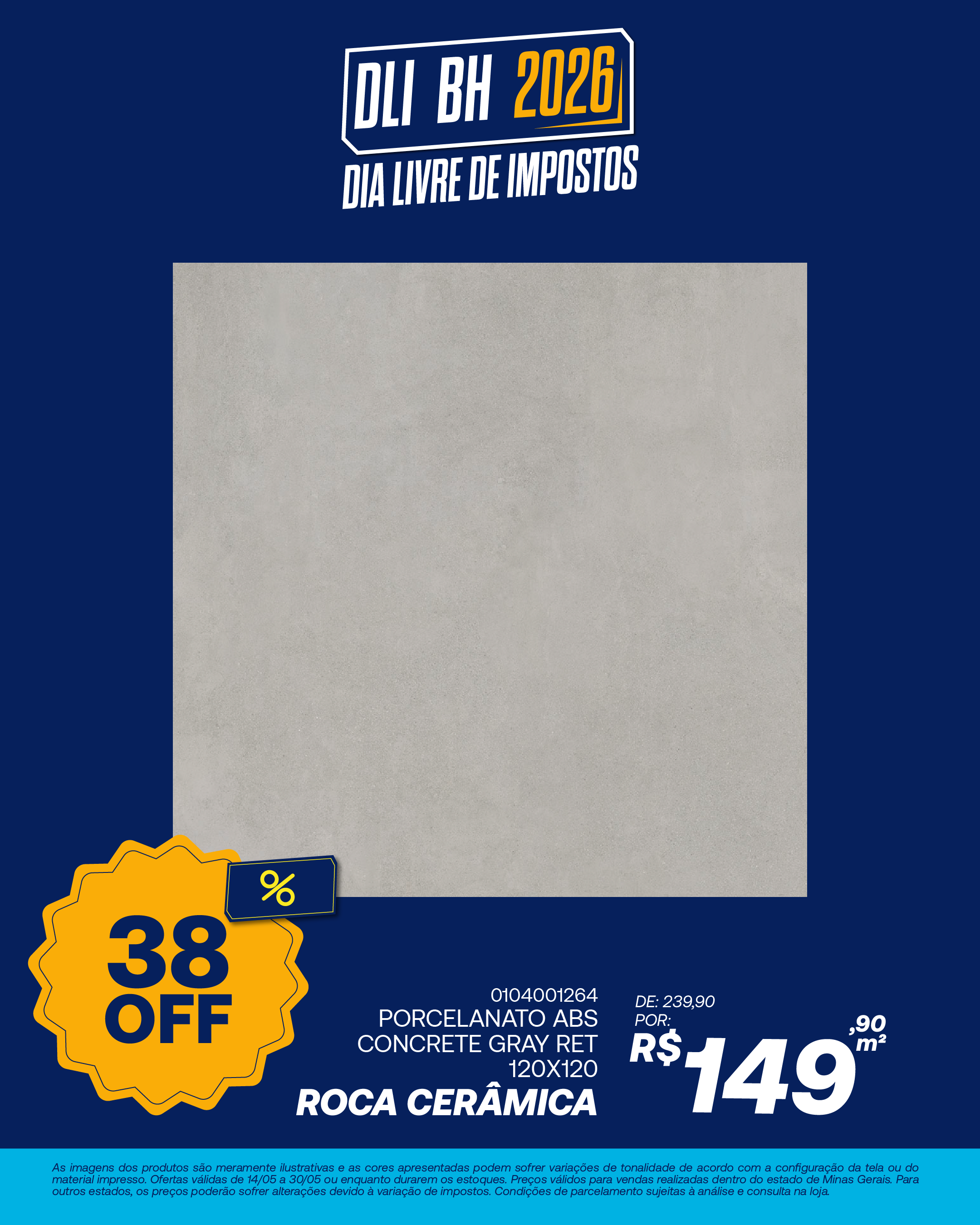 ROCA PORCELANATO ABS CONCRETE GRAY RET 120X120