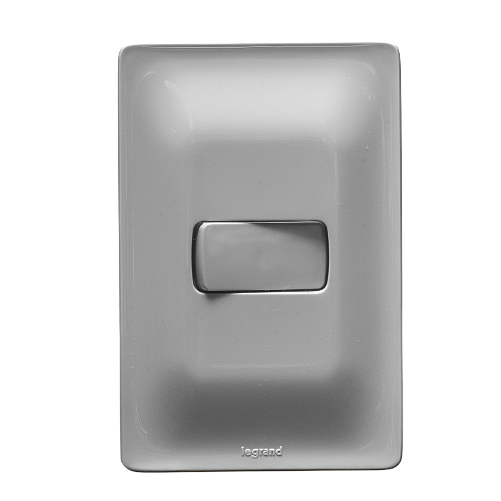 INTERRUPTOR ZEFFIA CINZA 1 SESSÃO COM PLACA 680100CZ LEGRAND