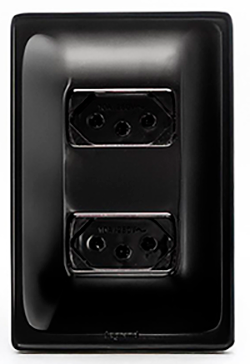 TOMADA ZEFFIA PRETO 2 TOMADAS 2P+T 10A COM PLACA 680111PT LEGRAND