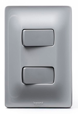 INTERRUPTOR ZEFFIA CINZA 1 SESSÃO+1 PARALELO COM PLACA 680103CZ LEGRAND