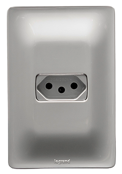 TOMADA ZEFFIA CINZA 1 TOMADA 2P+T 20A COM PLACA 680120CZ LEGRAND