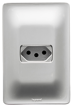 TOMADA ZEFFIA CINZA 1 TOMADA 2P+T 10A COM PLACA 680110CZ LEGRAND