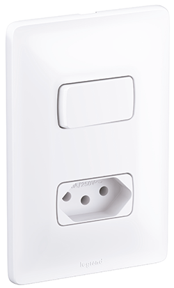 INTERRUPTOR ZEFFIA BRANCO 1 SESSÃO SIMPLES+1 TOMASA 2P+T 10A COM PLACA 680112 LEGRAND