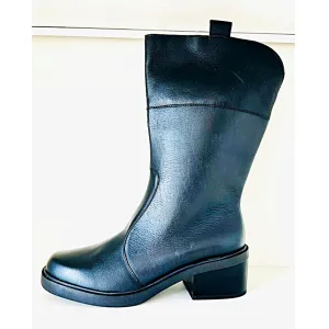 BOTA FERRUCCI CANO MÉDIO COURO PRETO