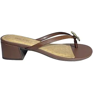TAMANCO ANACAPRI SALTO BLOCO DETALHE METAL DOURADO MARROM