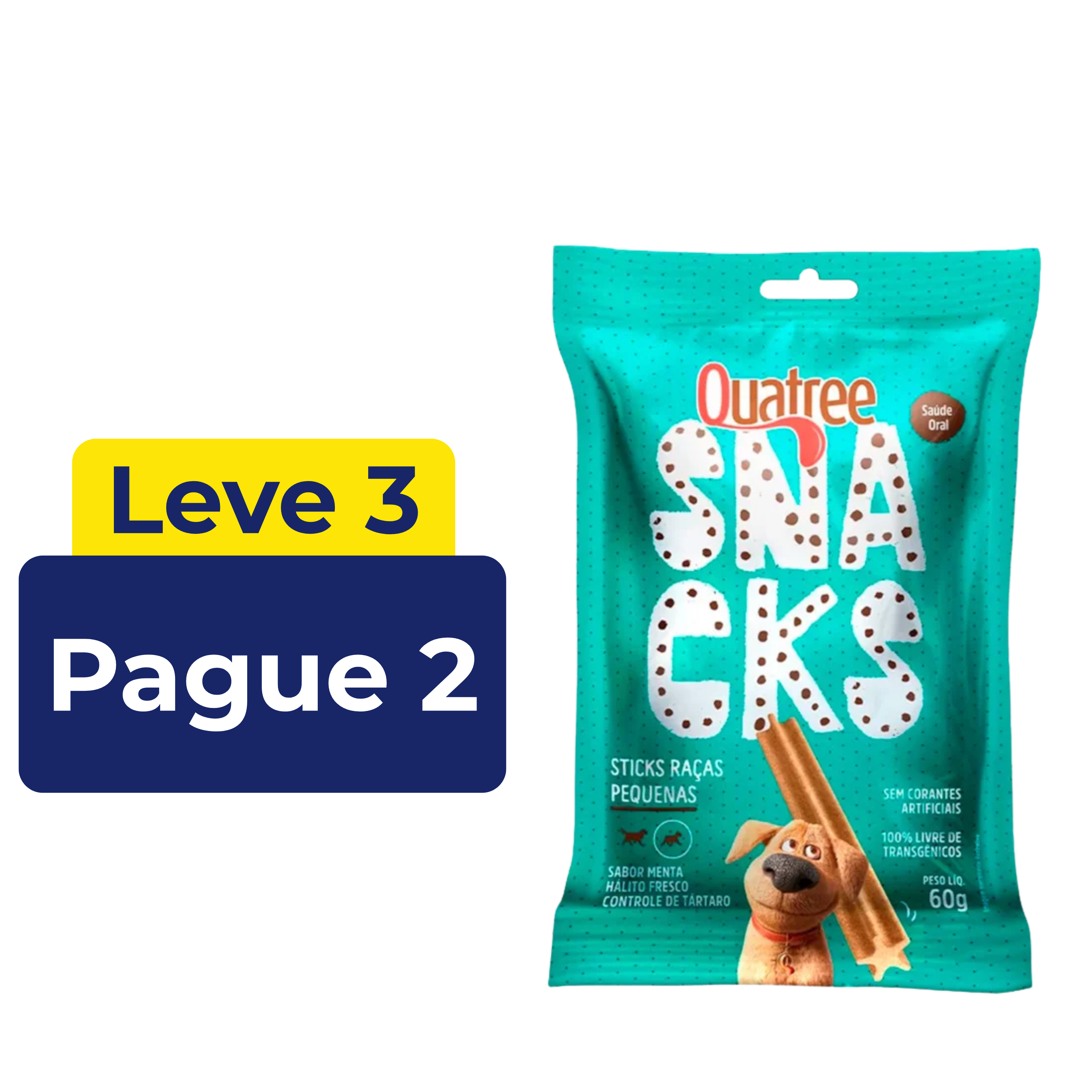 Snacks Quatree Sticks Cães Raças Pequenas 60G – Leve 3 Pague 2