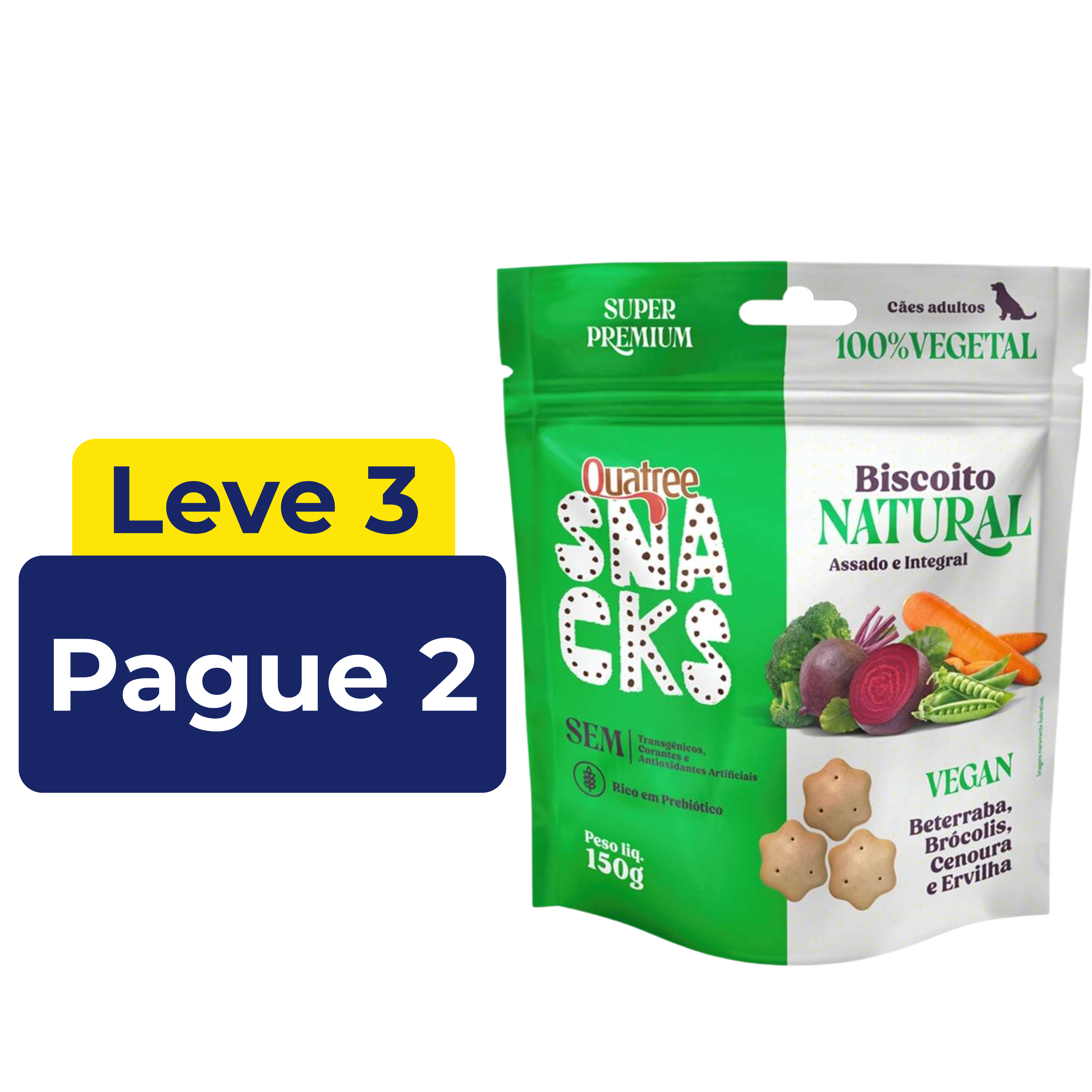 Snacks Quatree Biscoito Natural Vegan 150g – Leve 3 Pague 2