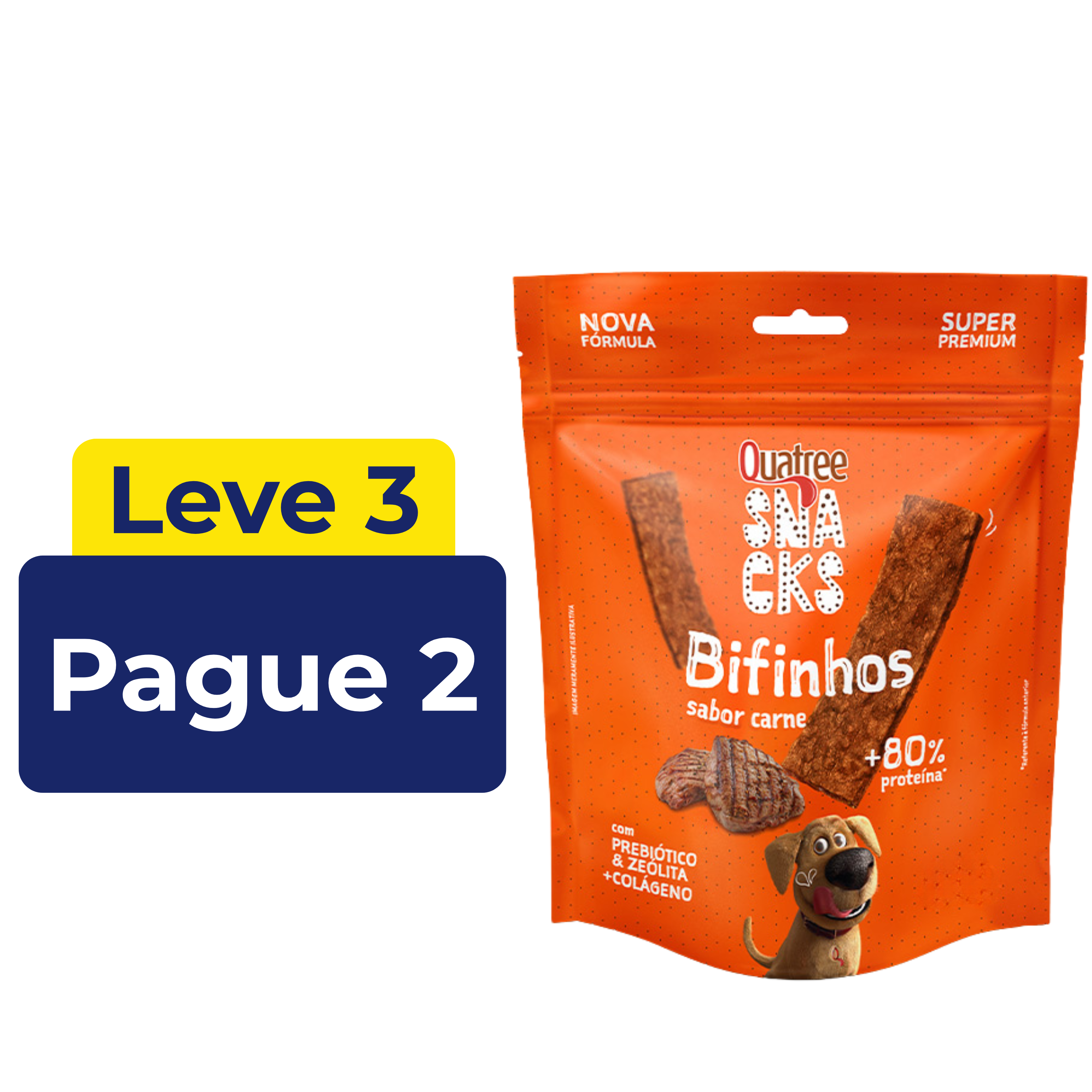Snacks Bifinhos Quatree Sabor Carne 500g – Leve 3 Pague 2