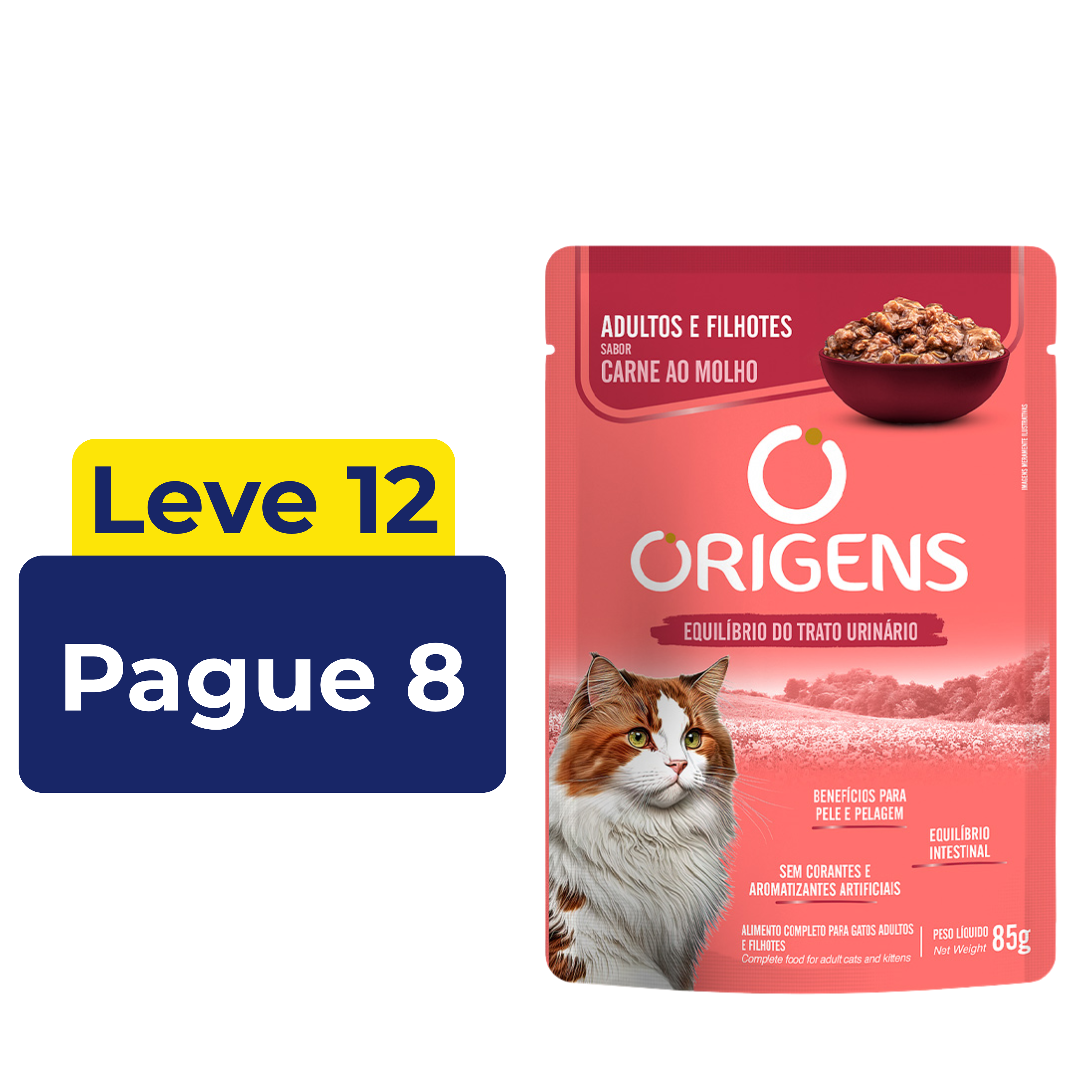 Sachê Úmido Origens Gatos Adultos e Filhotes 85g – Leve 12 Pague 8