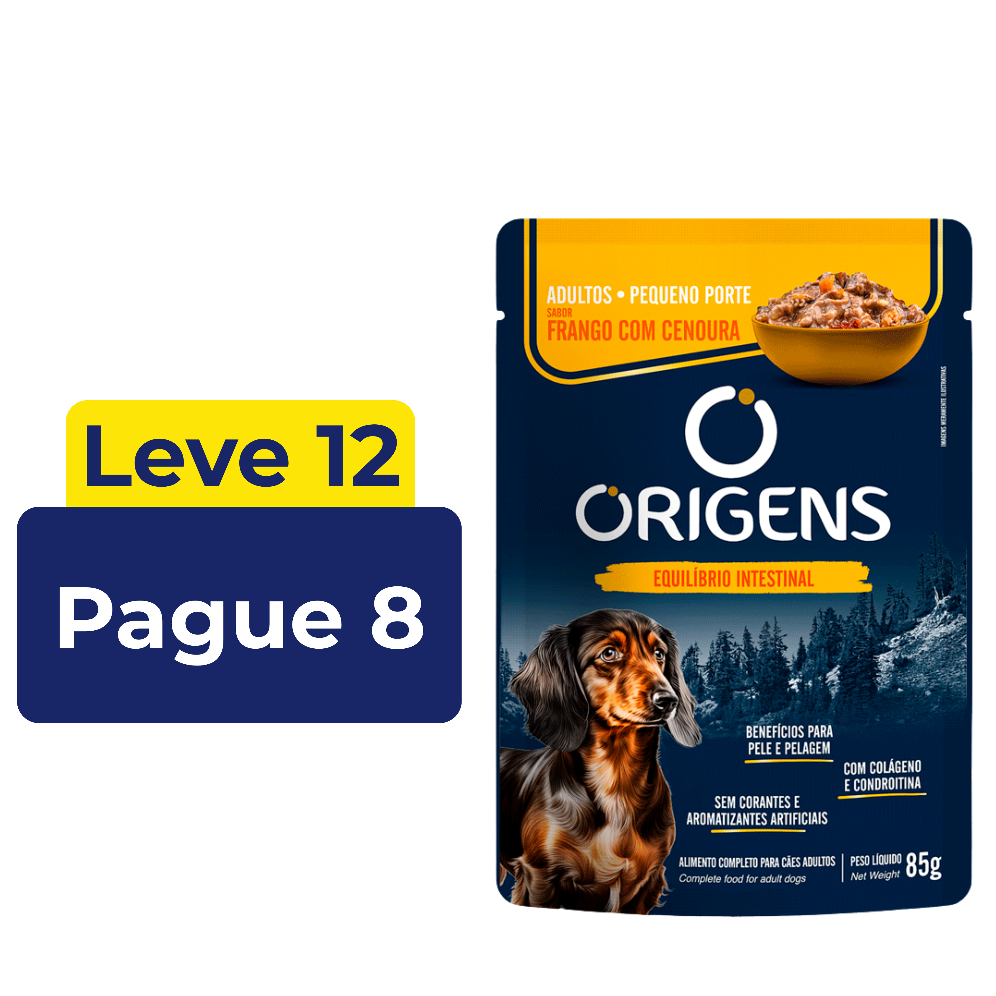 Sachê Úmido Origens Cães Adultos Raças Pequenas Sabor Frango 85g – Leve 12 Pague 8