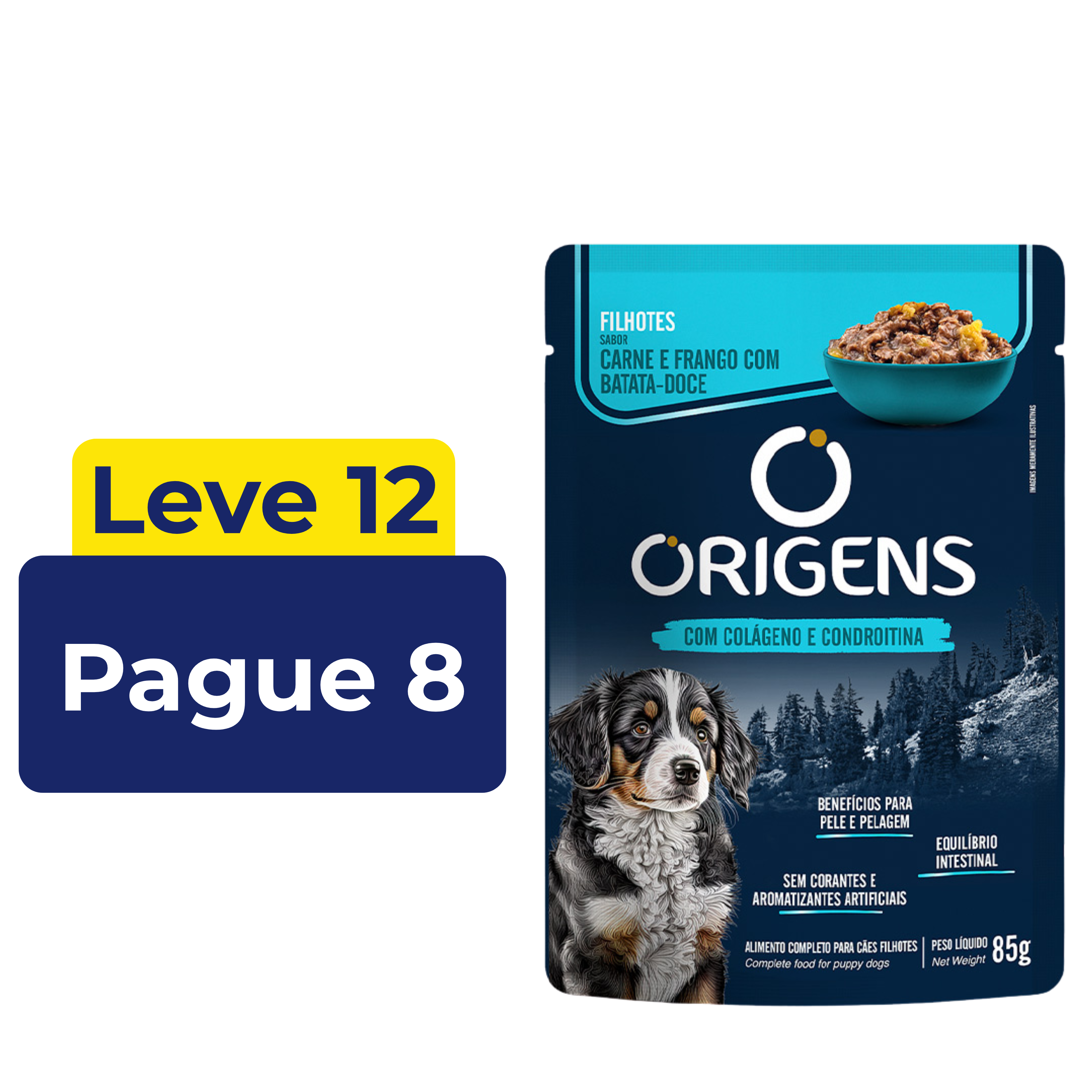 Sachê Úmido Origens Cães Filhotes Sabor Carne 85g – Leve 12 Pague 8
