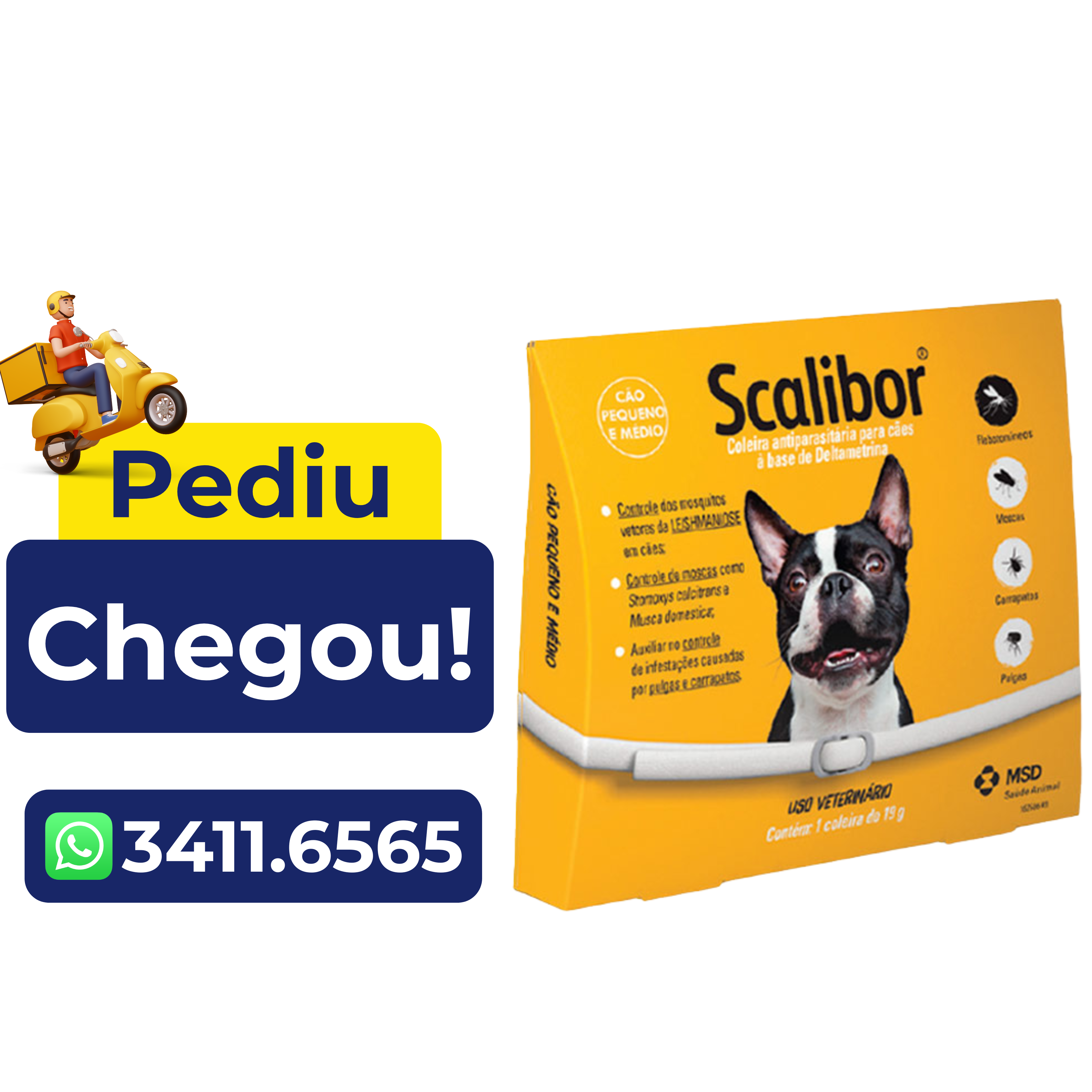Coleira Antiparasitas Scalibor MSD para Cães Pequenos 48cm