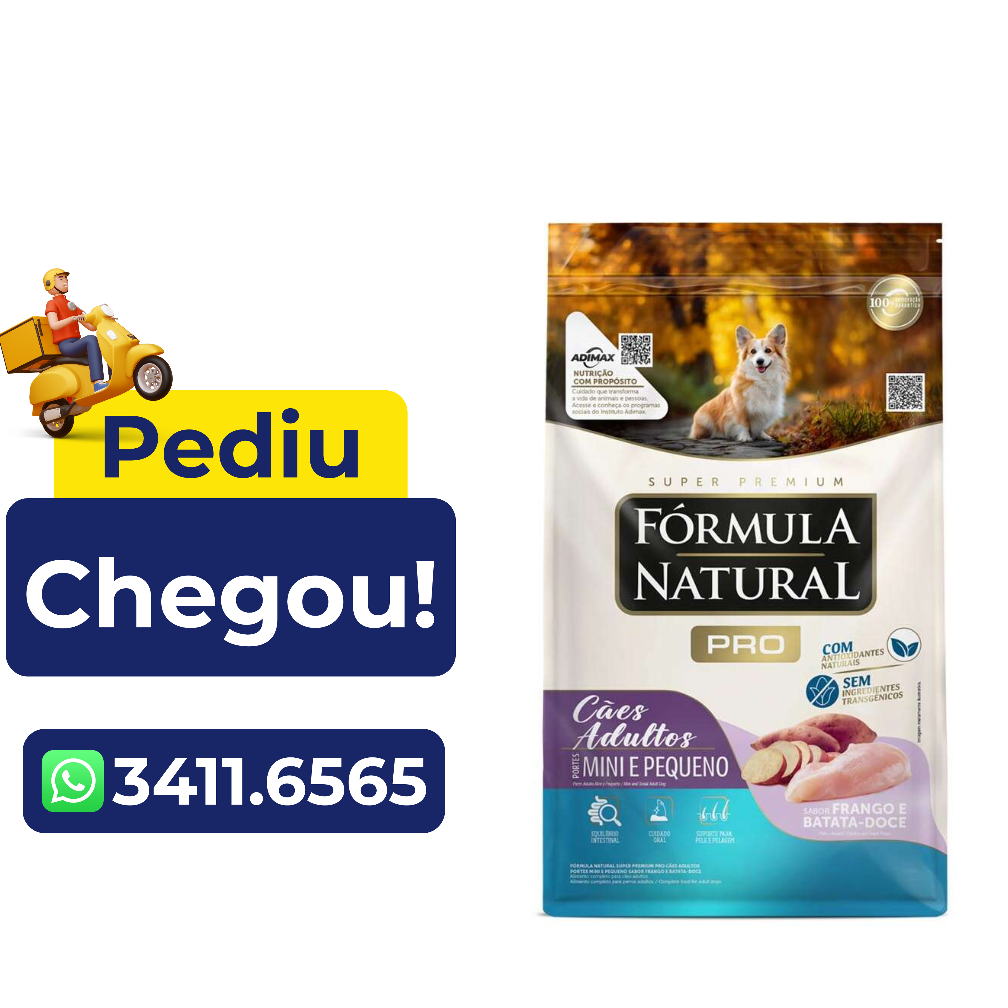Ração Fórmula Natural Pro Cães Adultos Mini/Pequenos Frango e Batata Doce 20kg
