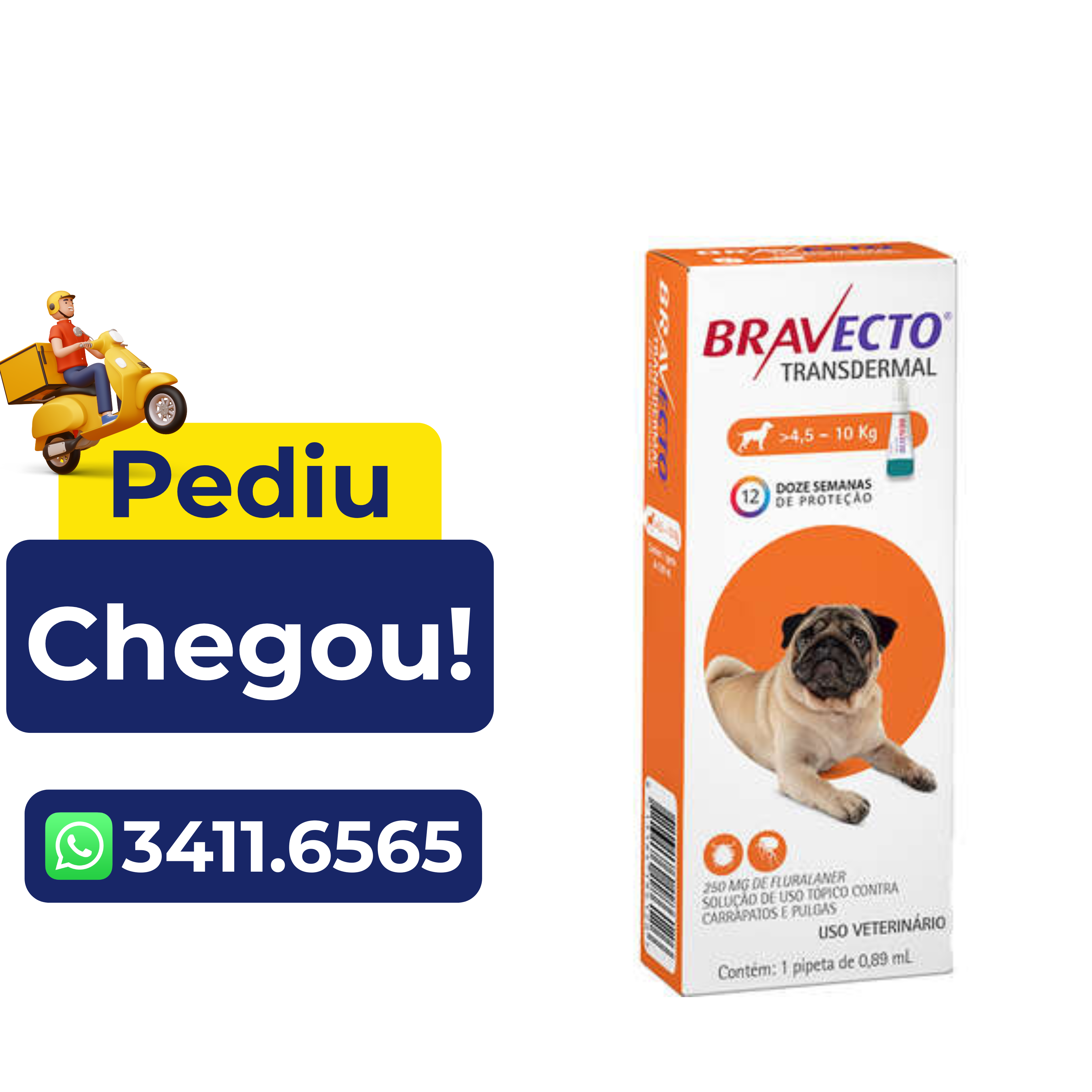 Antipulgas e Carrapatos Bravecto Transdermal para Cães 250Mg – 4,5 a 10Kg