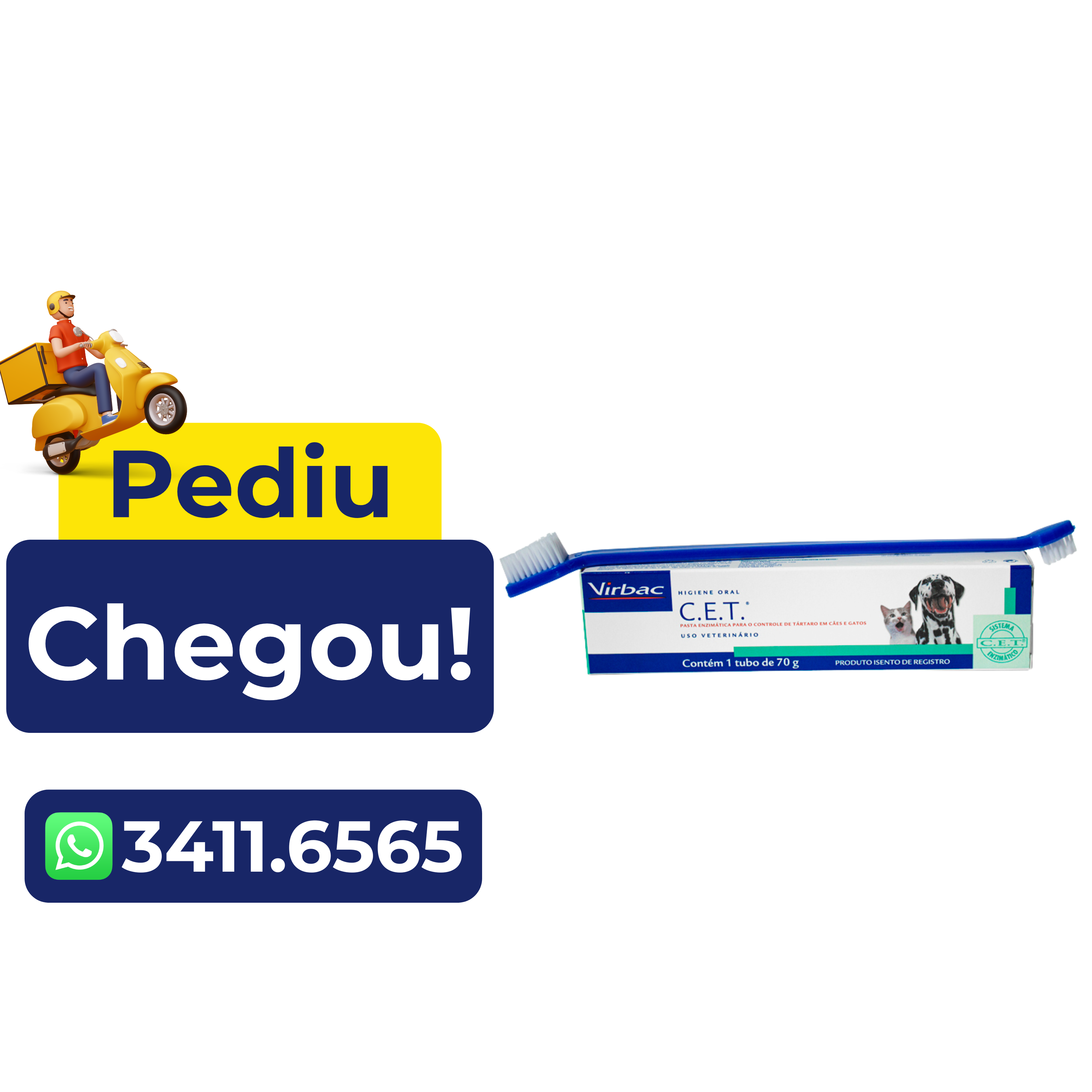 Kit de Saúde Oral Virbac Pasta e Escova para Cães e Gatos 70g