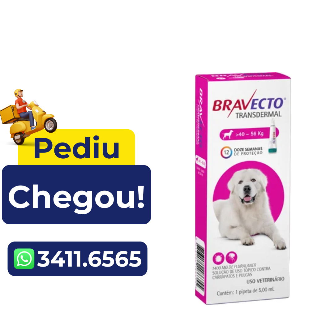 Antipulgas e Carrapatos Bravecto Transdermal para Cães 1400Mg – 40 a 56Kg