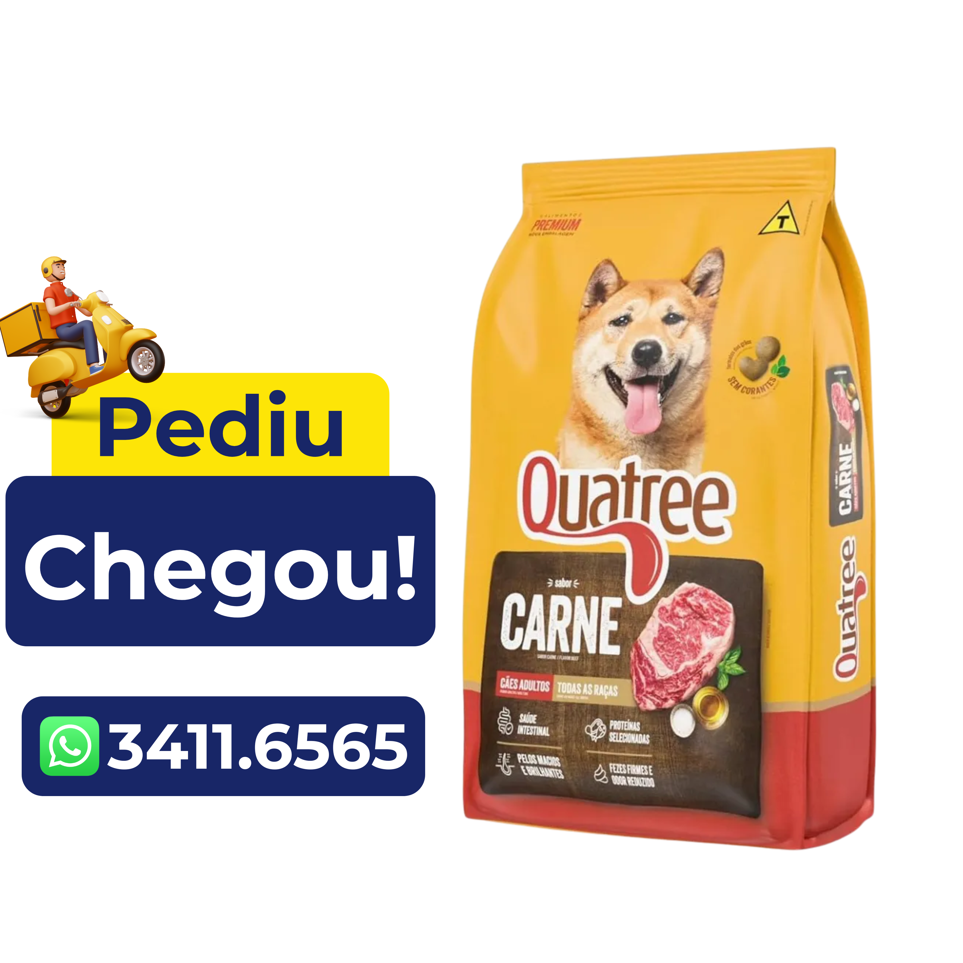 Ração Quatree para Cães Adultos Sabor Carne 15kg