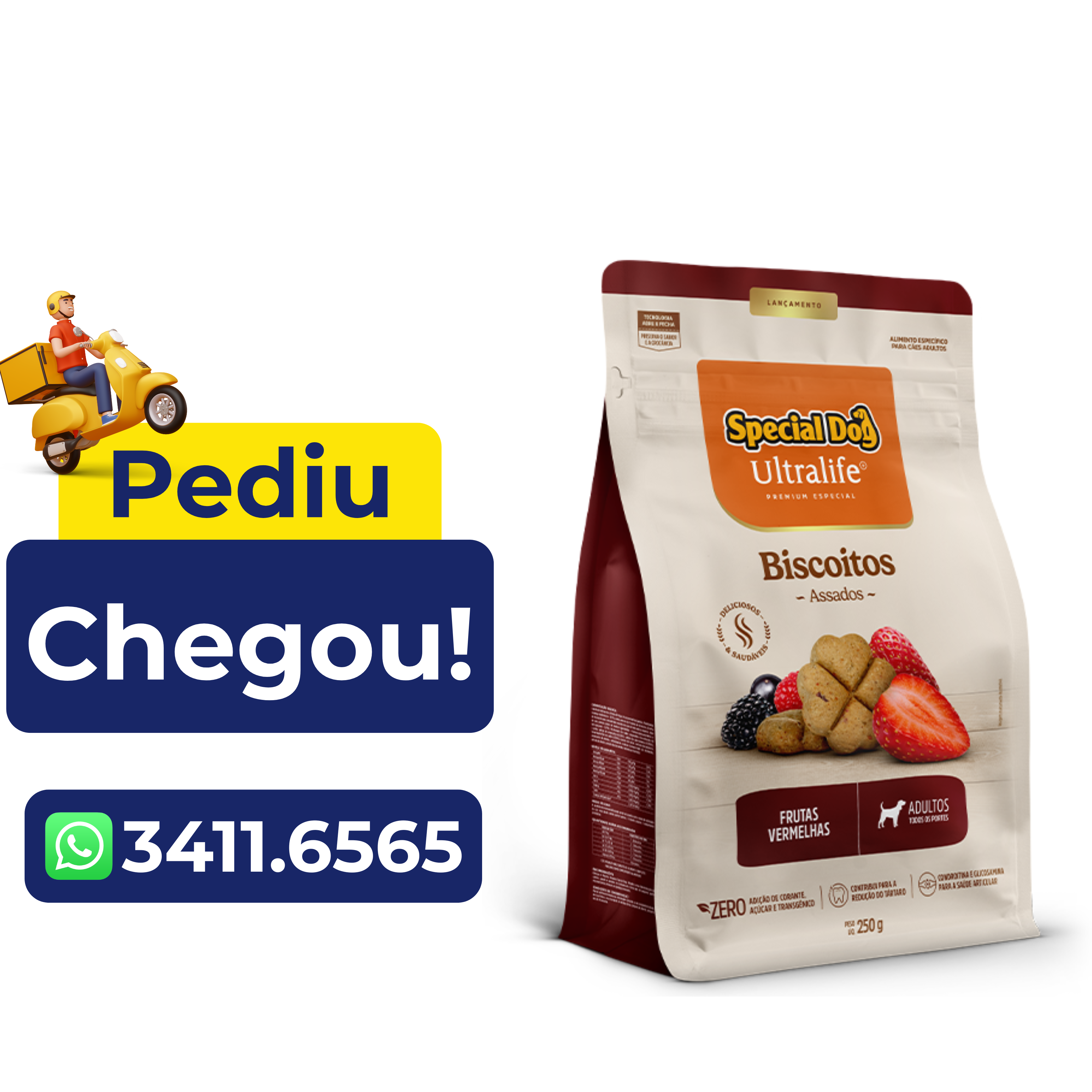Biscoito Special Dog Ultralife para Cães Adultos Sabor Frutas Vermelhas 250g