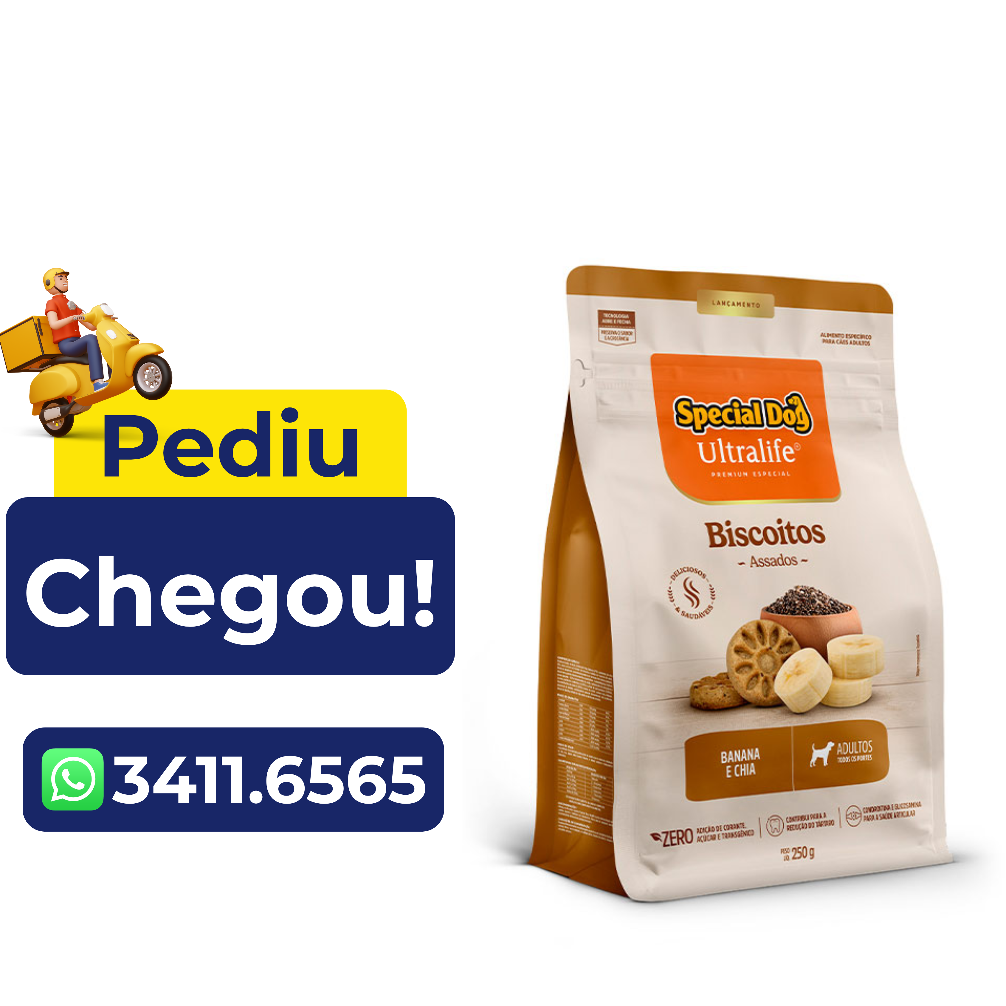 Biscoito Special Dog Ultralife para Cães Adultos Sabor Banana e Chia 250g