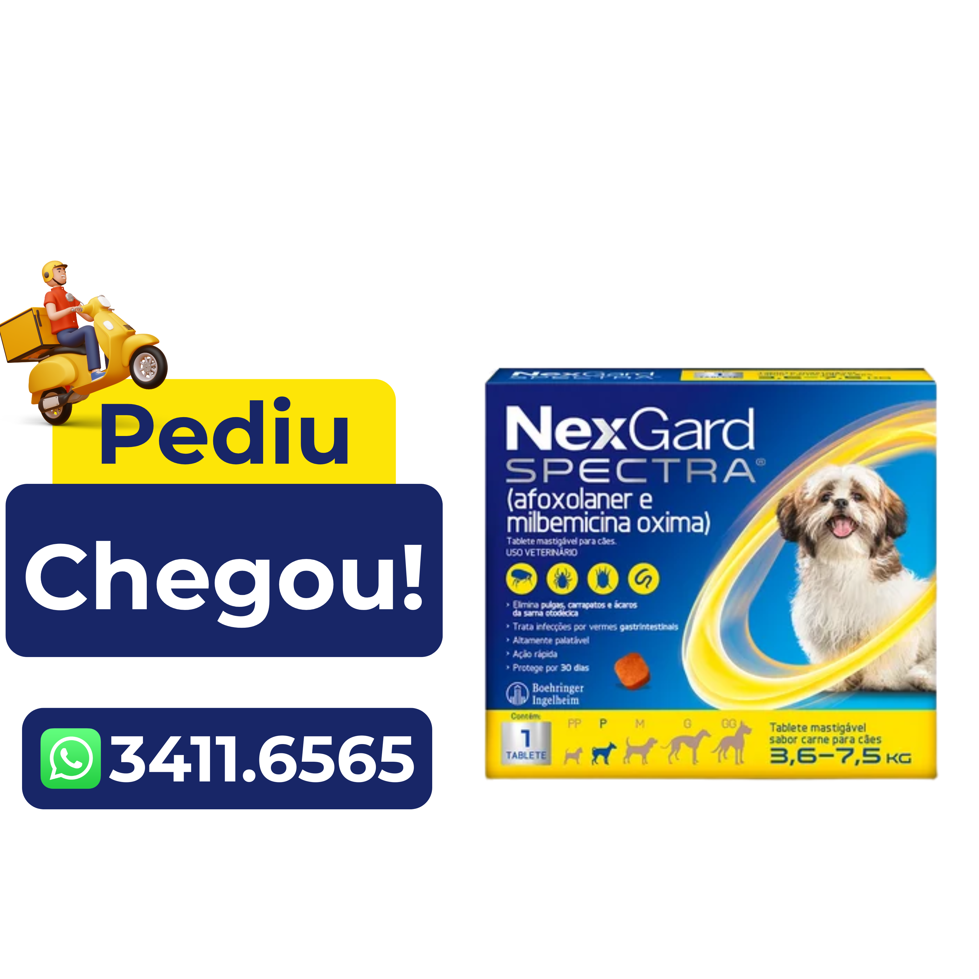 Antipulgas e Carrapatos Nexgard Spectra Cães 3,6 a 7,5Kg – 1 Comprimido