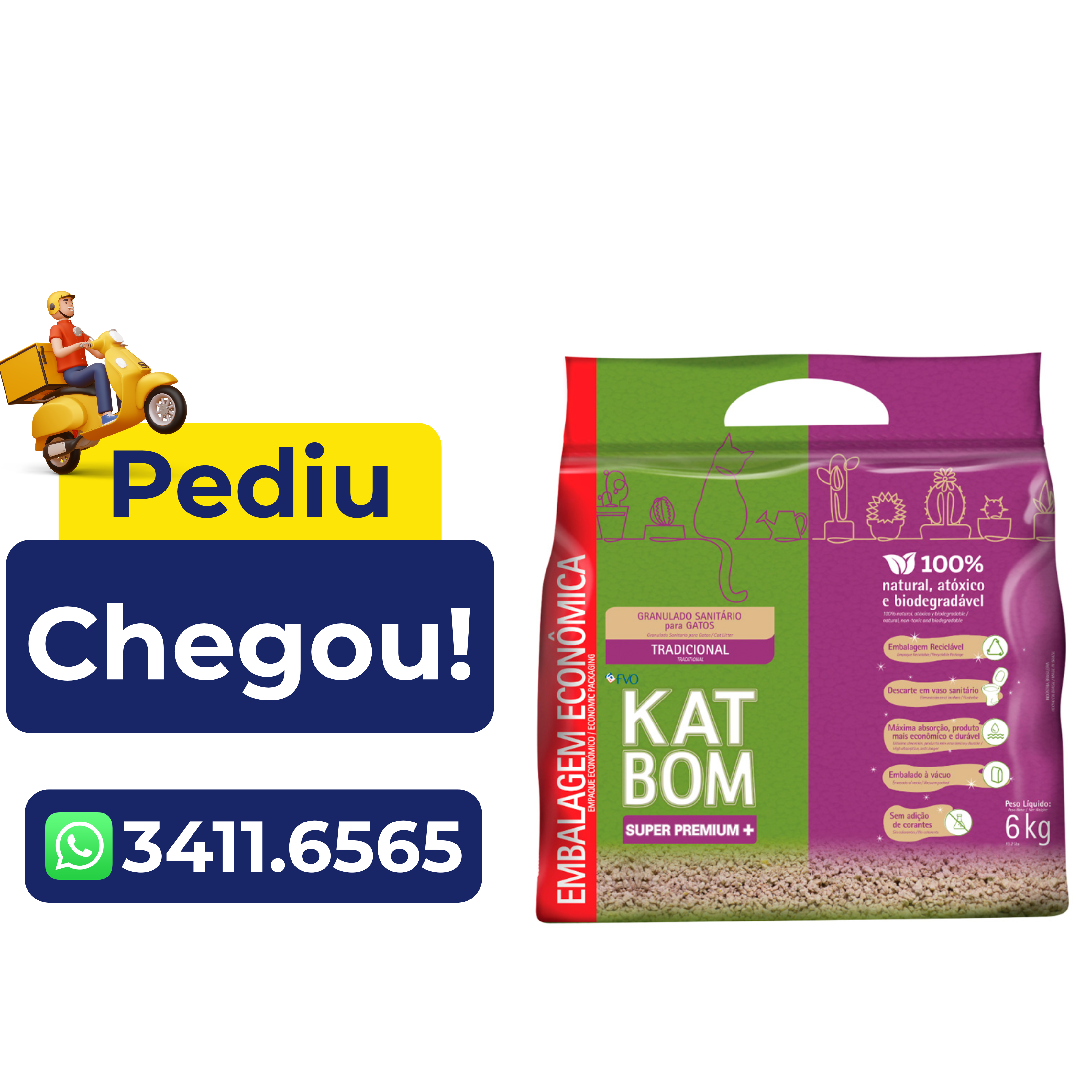 Areia Katbom Natural para Gatos 6kg