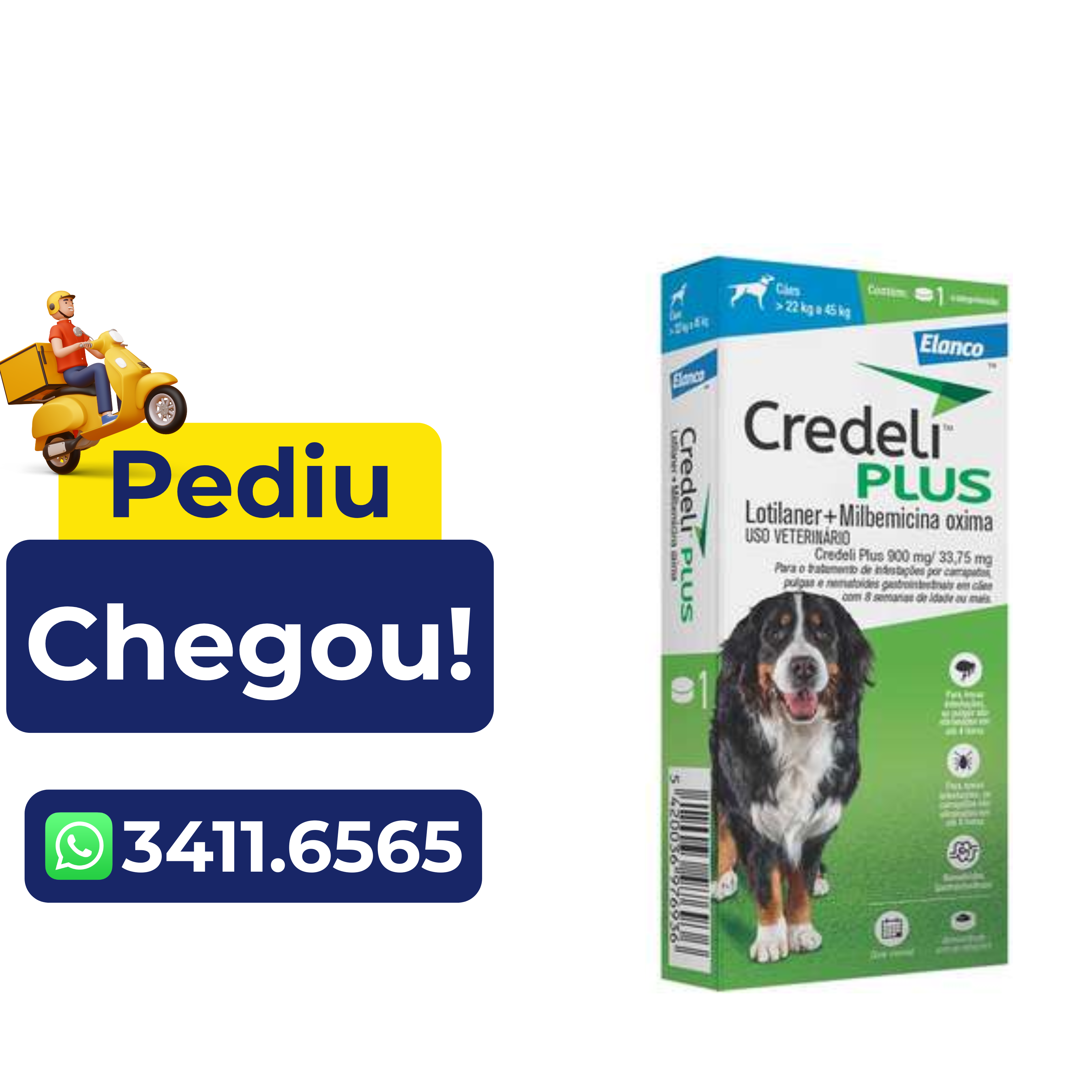 Antipulgas Elanco Credeli Plus para Cães de 22 a 45 kg