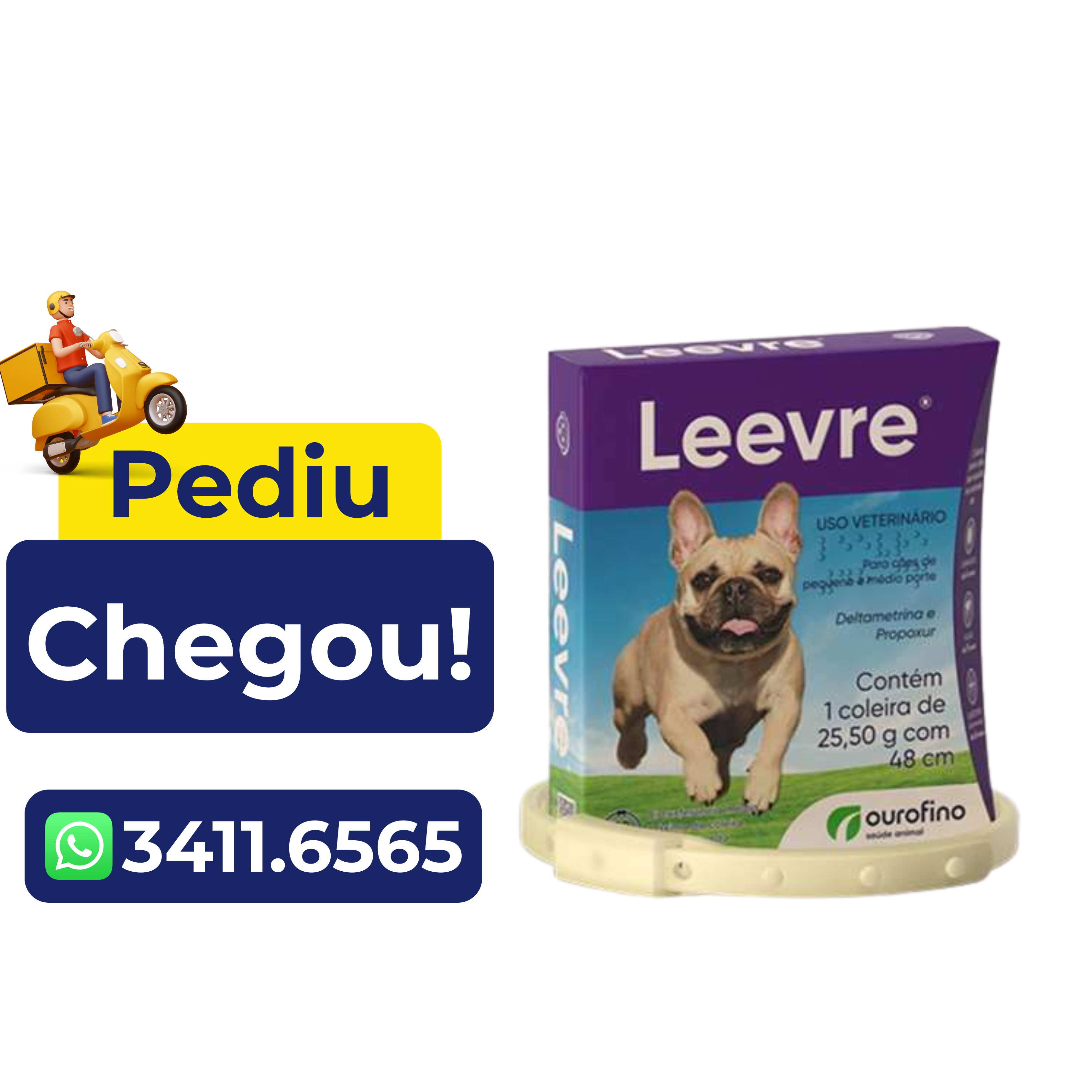Coleira Antiparasitária Ourofino Leevre para Cães 48cm