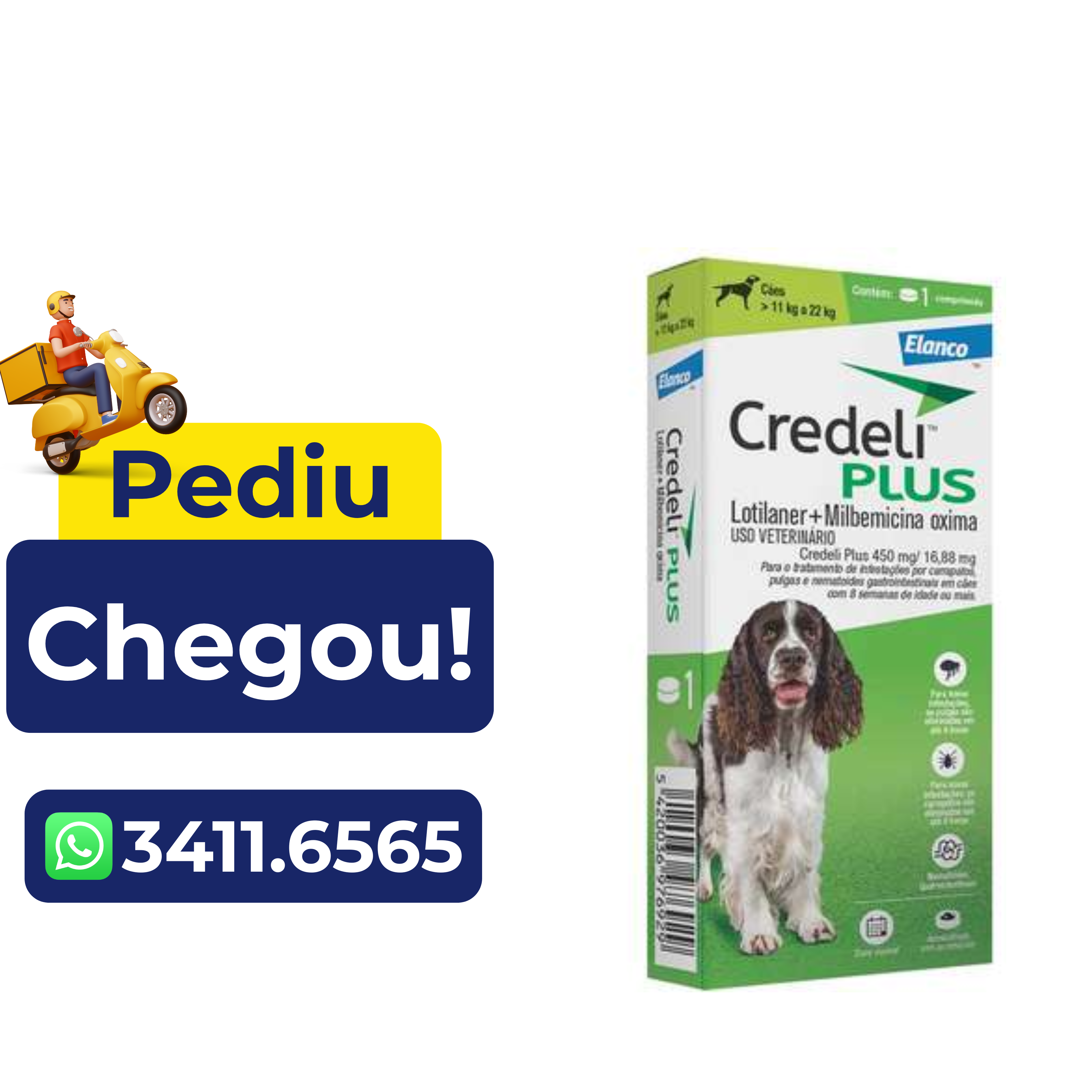 Antipulgas Elanco Credeli Plus para Cães de 11 a 22 kg