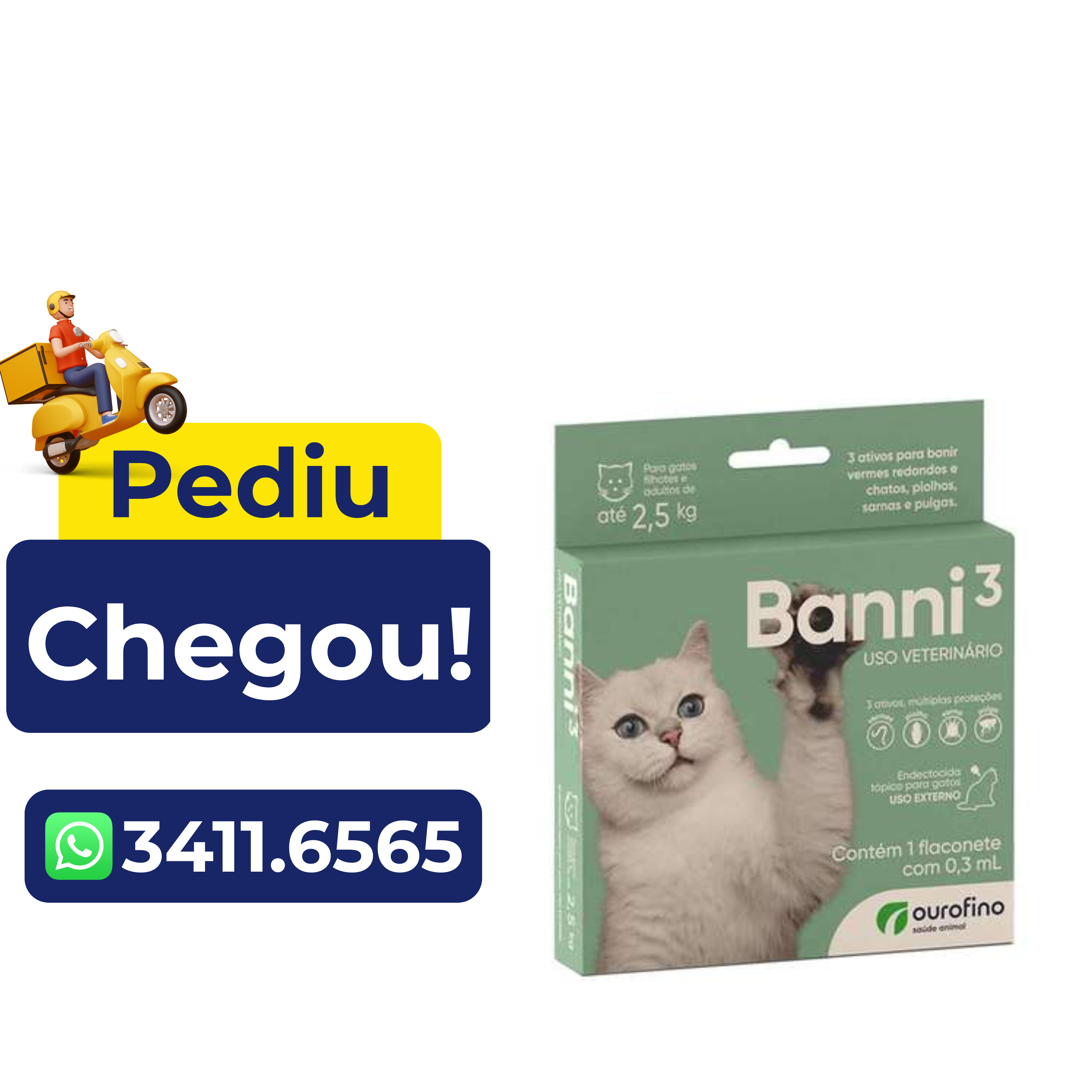 Antipulgas Ourofino Banni 3 para Gatos até 2,5Kg