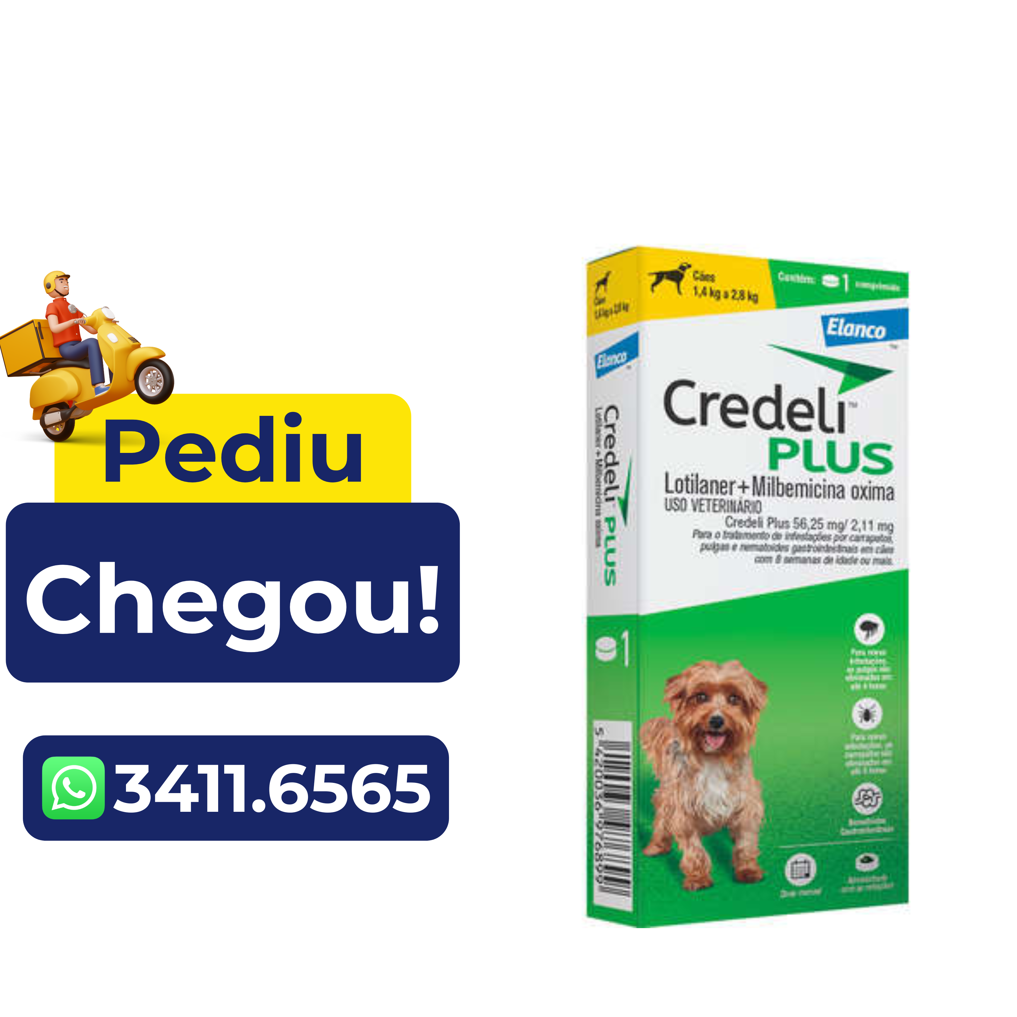 Antipulgas Elanco Credeli Plus para Cães de 1,4 a 2,8 kg