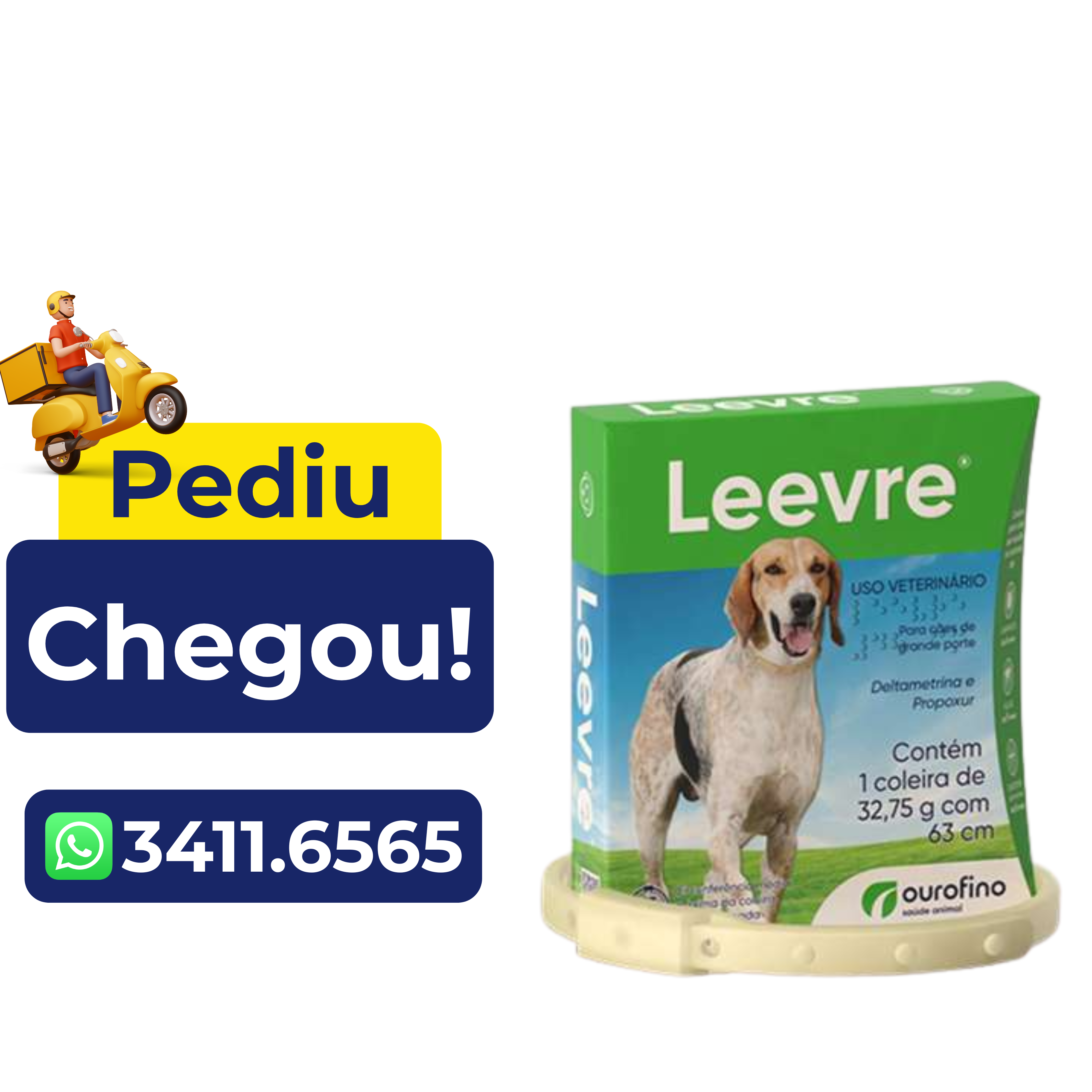 Coleira Antiparasitária Ourofino Leevre para Cães 63cm