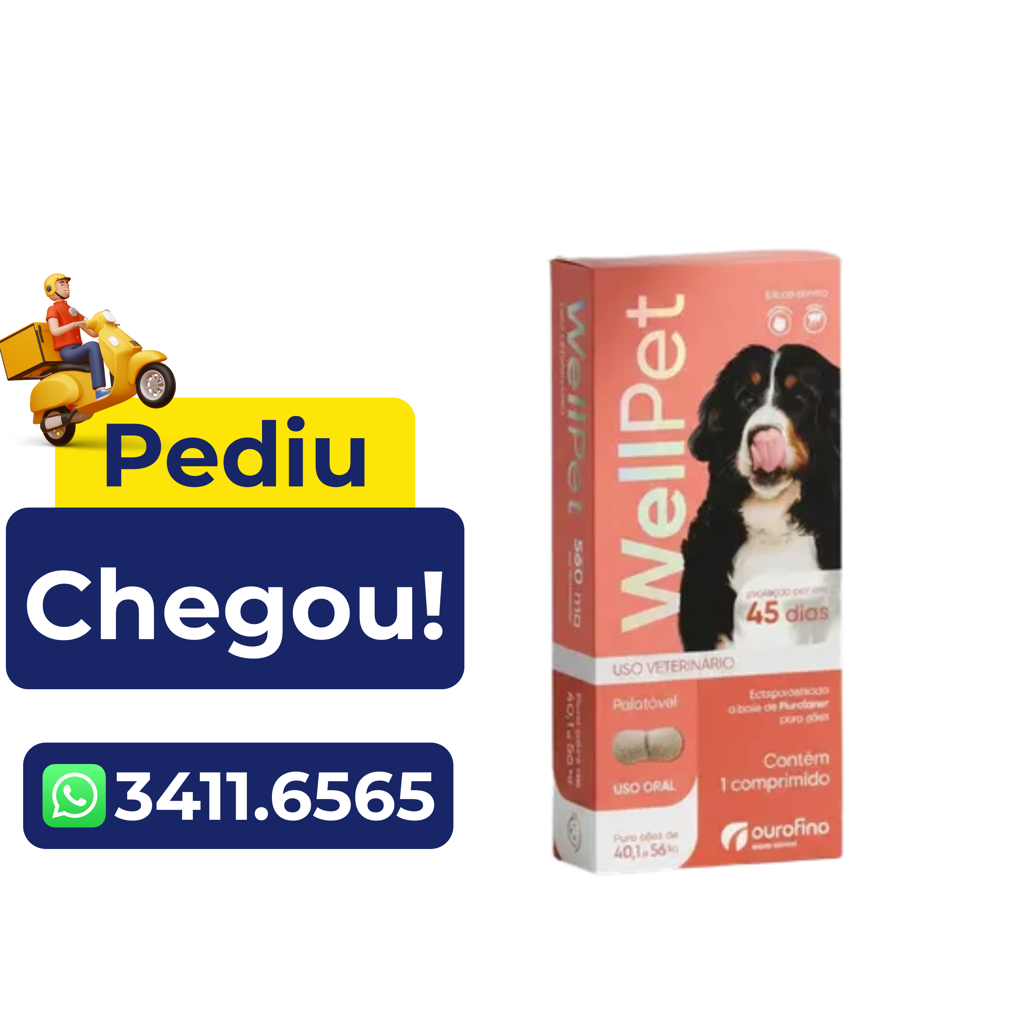 Antiparasitário Wellpet Para Cães (40,1 a 56kg) 560mg