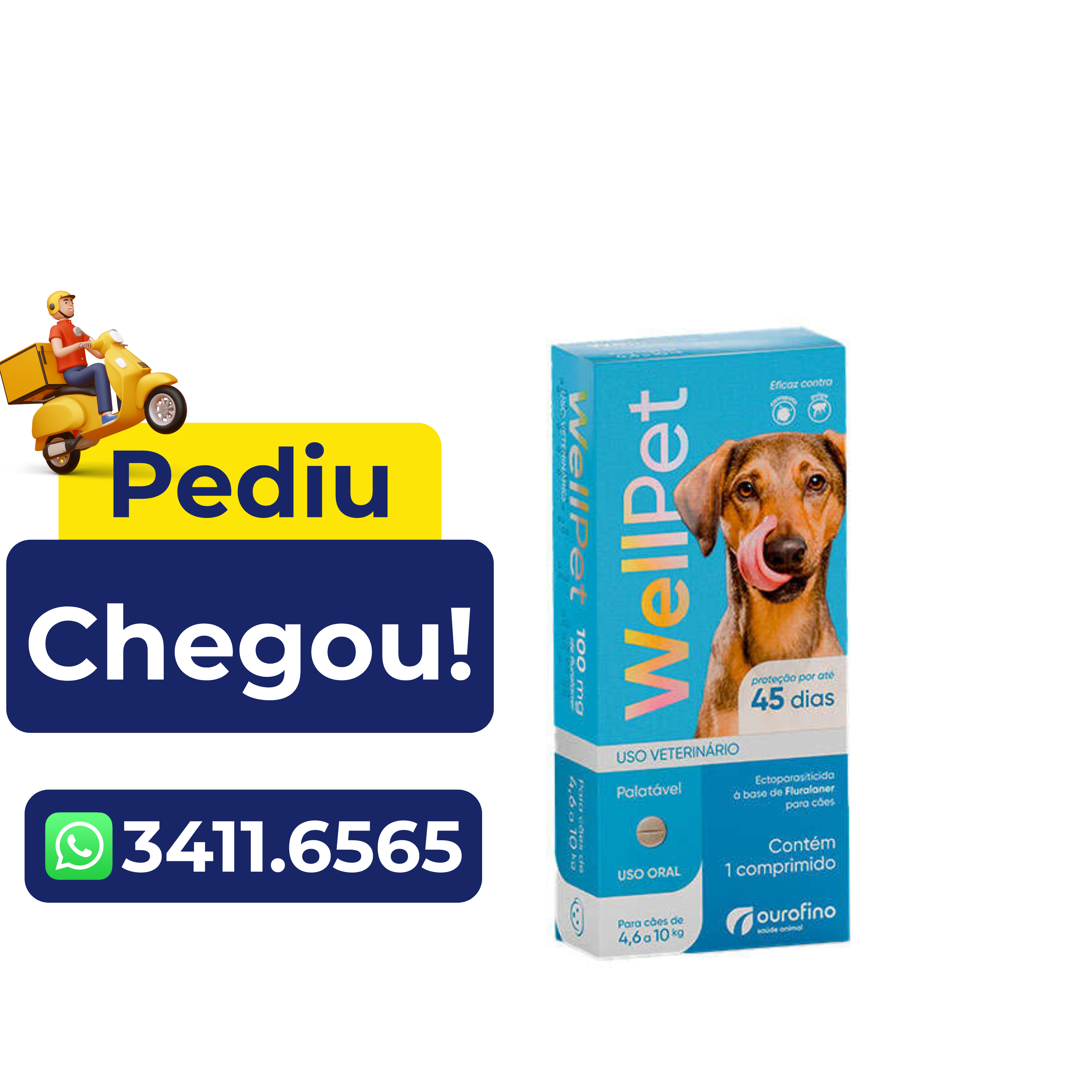 Antiparasitário Wellpet Para Cães ( 4,6 a 10kg ) 100mg
