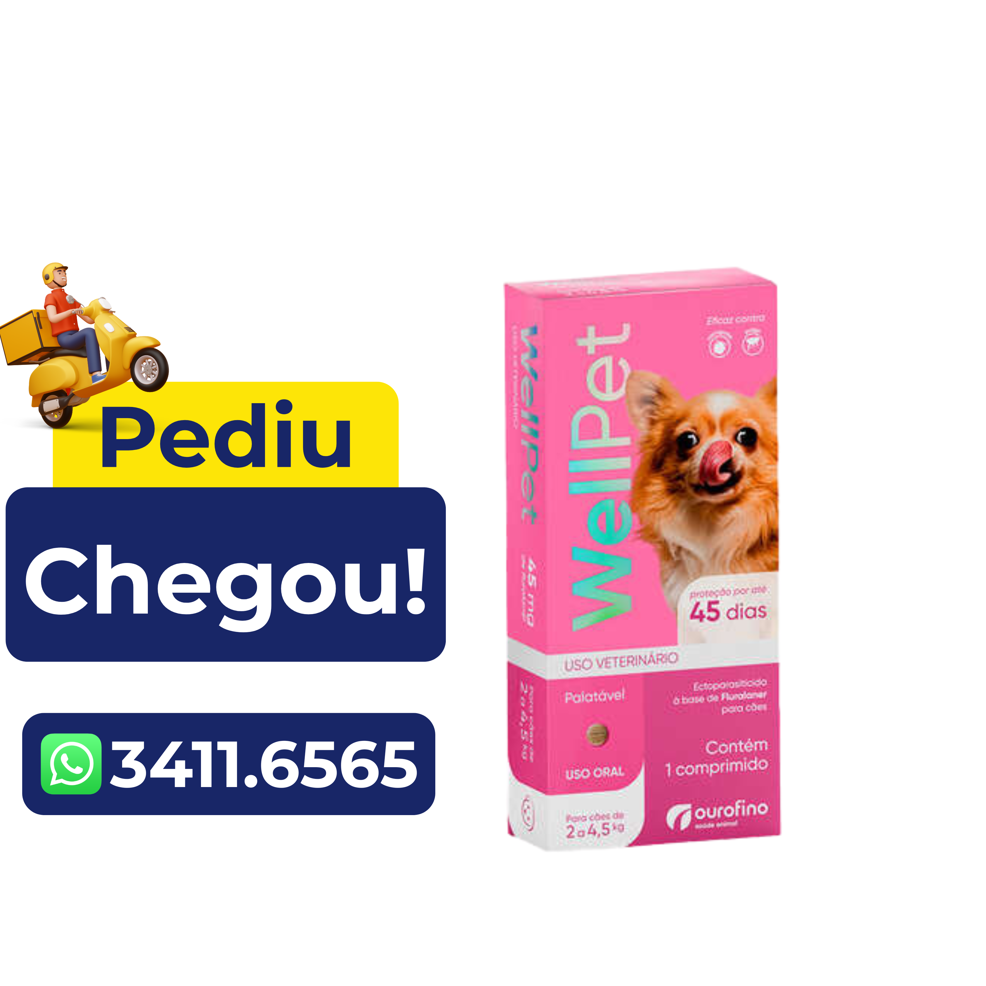 Antiparasitário Wellpet Para Cães (2 a 4,5kg) 45mg