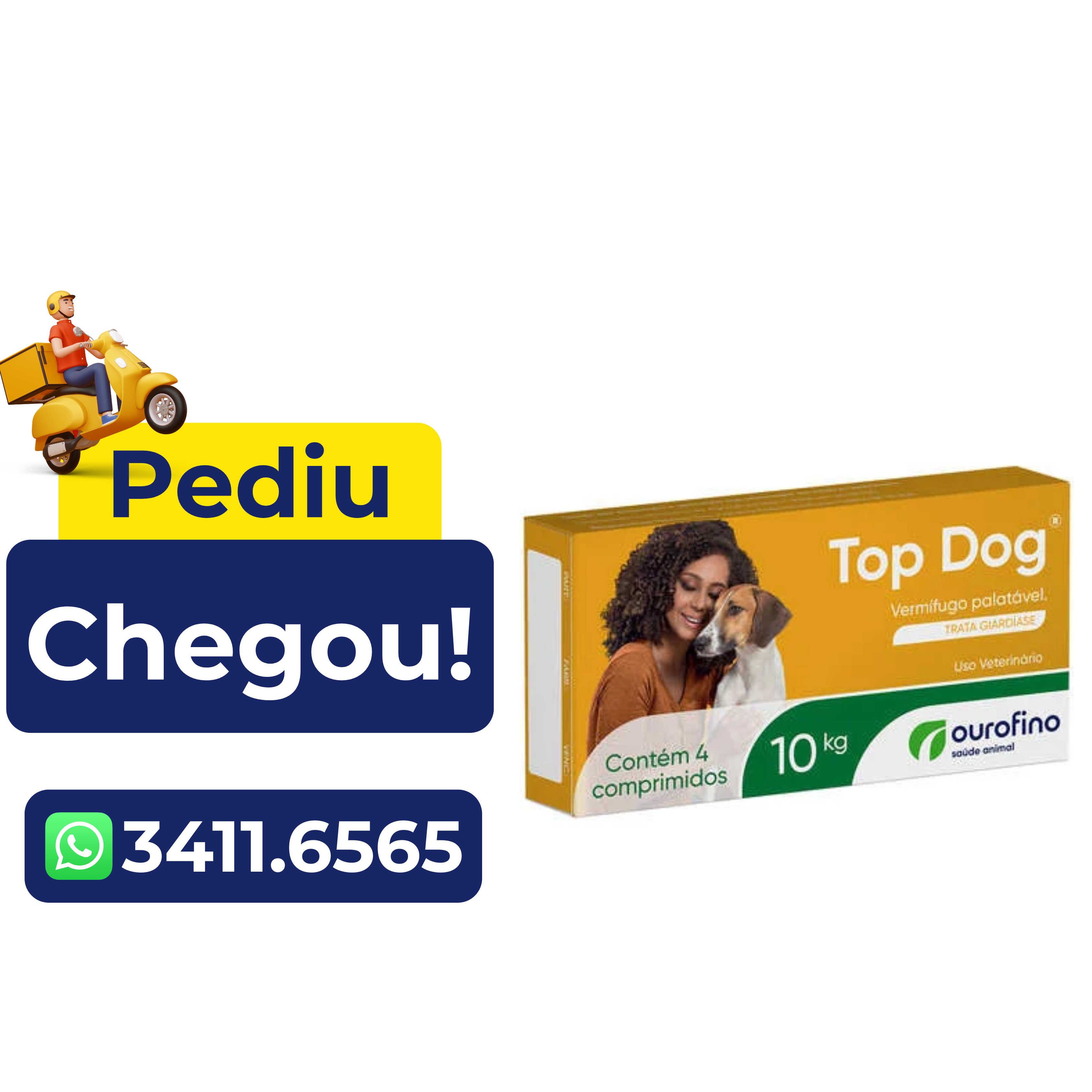 Vermífugo Ourofino Top Dog para Cães 10kg – 4 Comprimidos