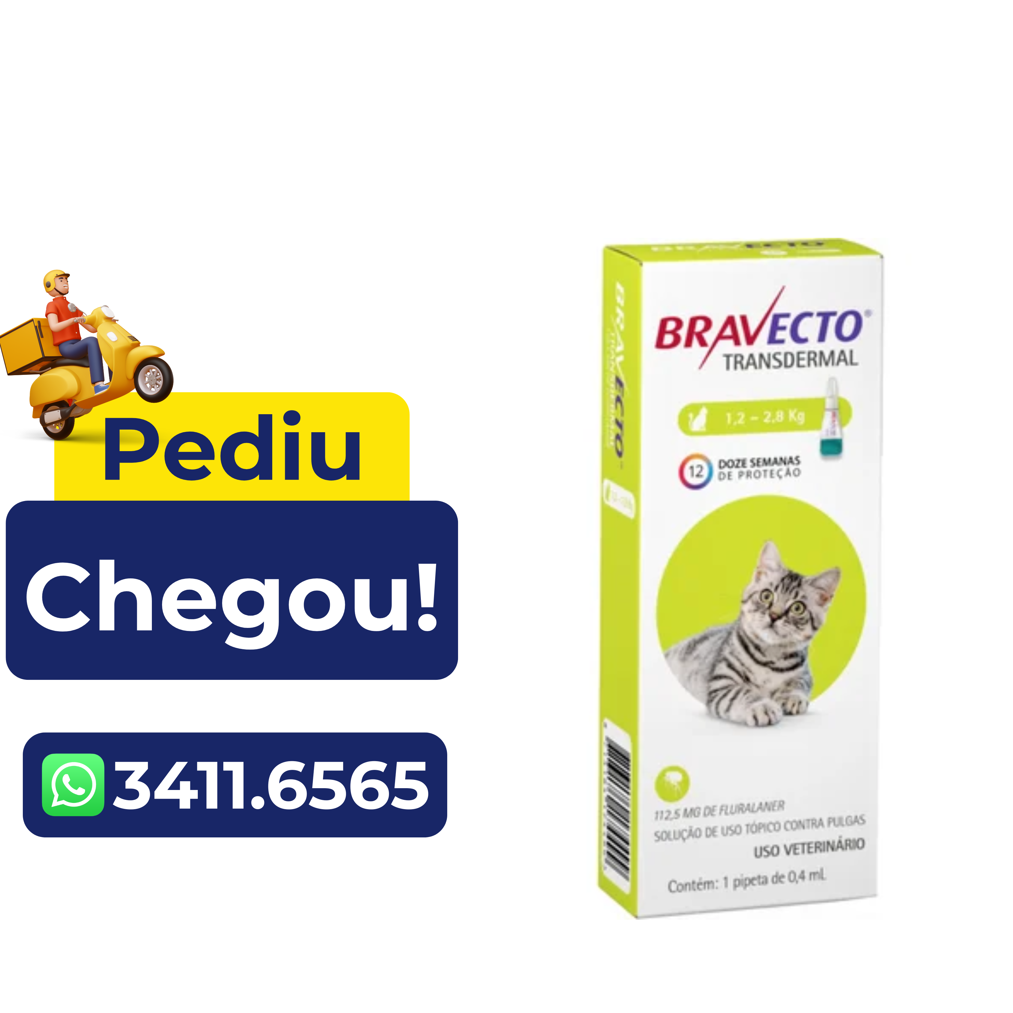 Antipulgas Bravecto Transdermal para Gatos – 1,2 a 2,8 Kg