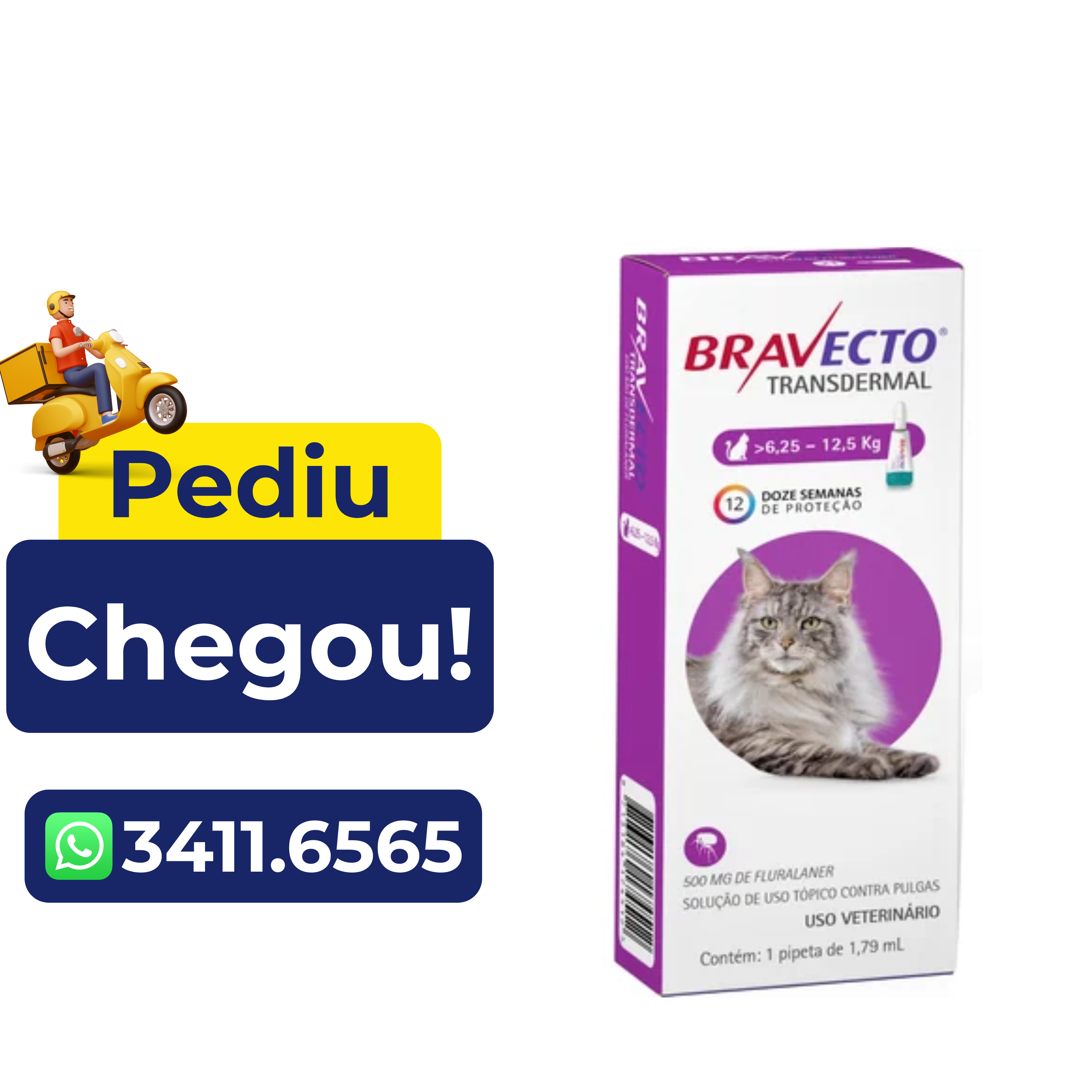 Antipulgas Bravecto Transdermal para Gatos – 6,25 a 12,5 Kg