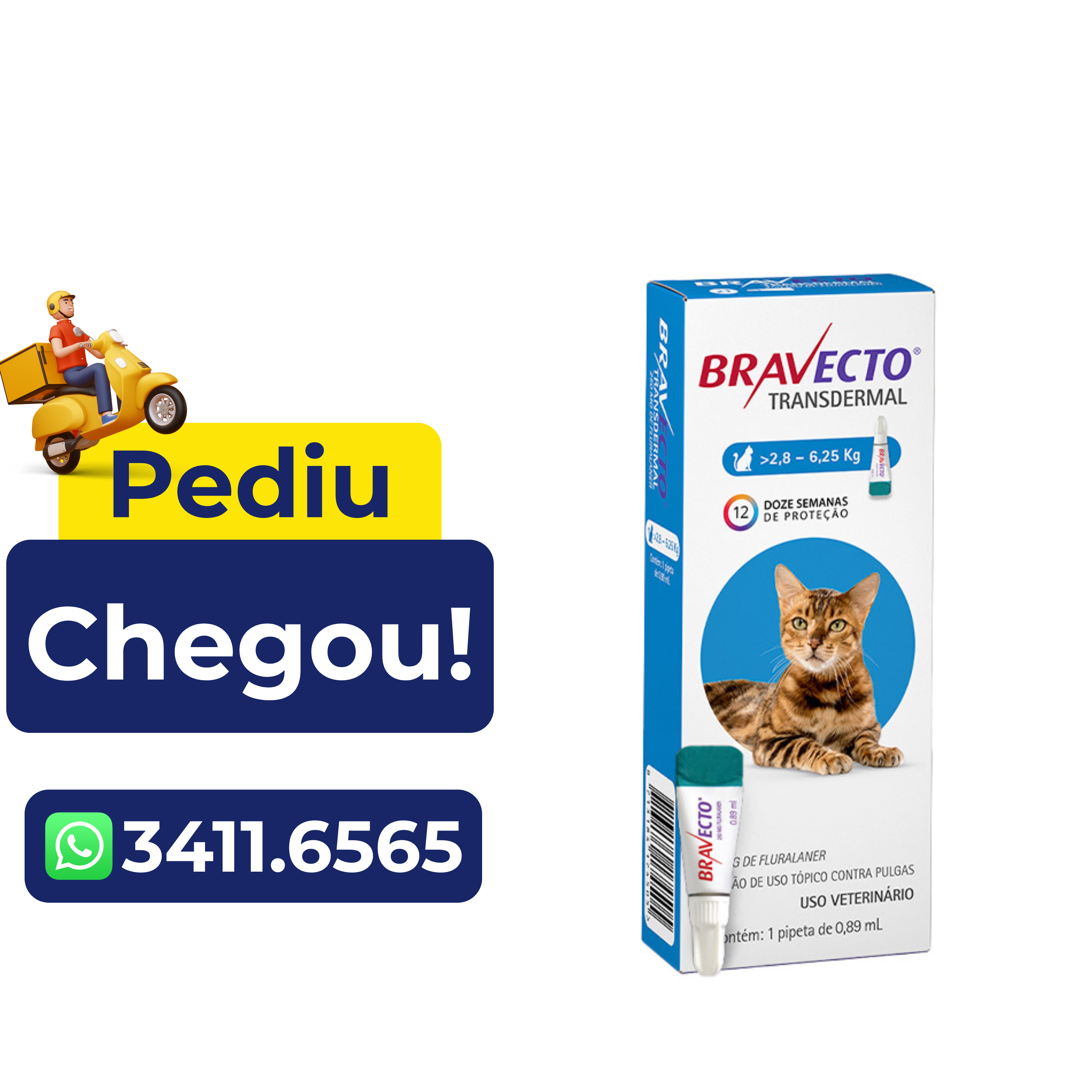 Antipulgas Bravecto Transdermal para Gatos – 2,8 a 6,25kg