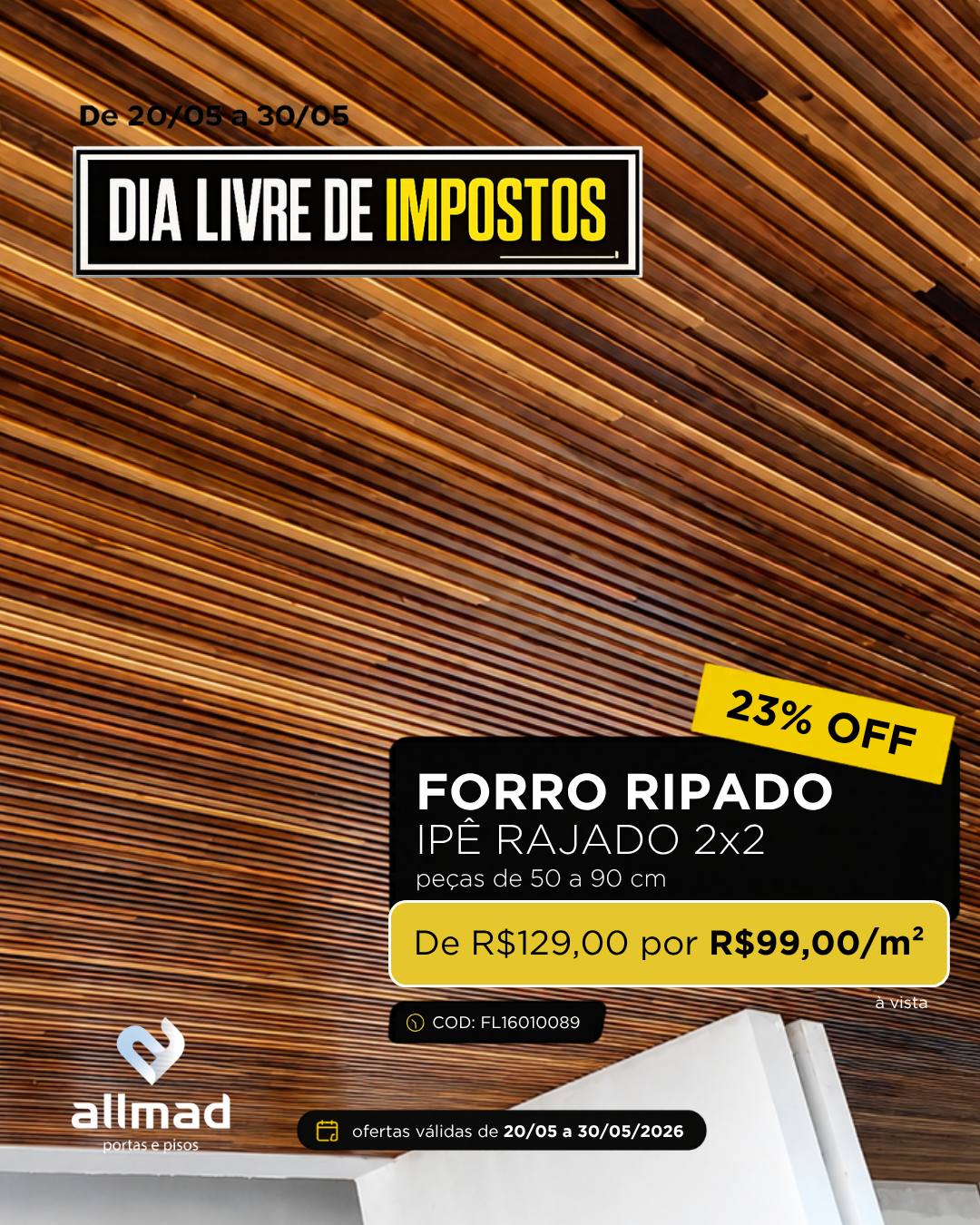 Forro Ripado Ipê Rajado Curto 2×2 – Régua 2cm | Valor por m²
