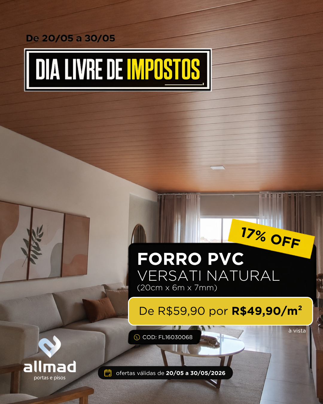 Forro De Pvc Versati Natural | Valor por m²