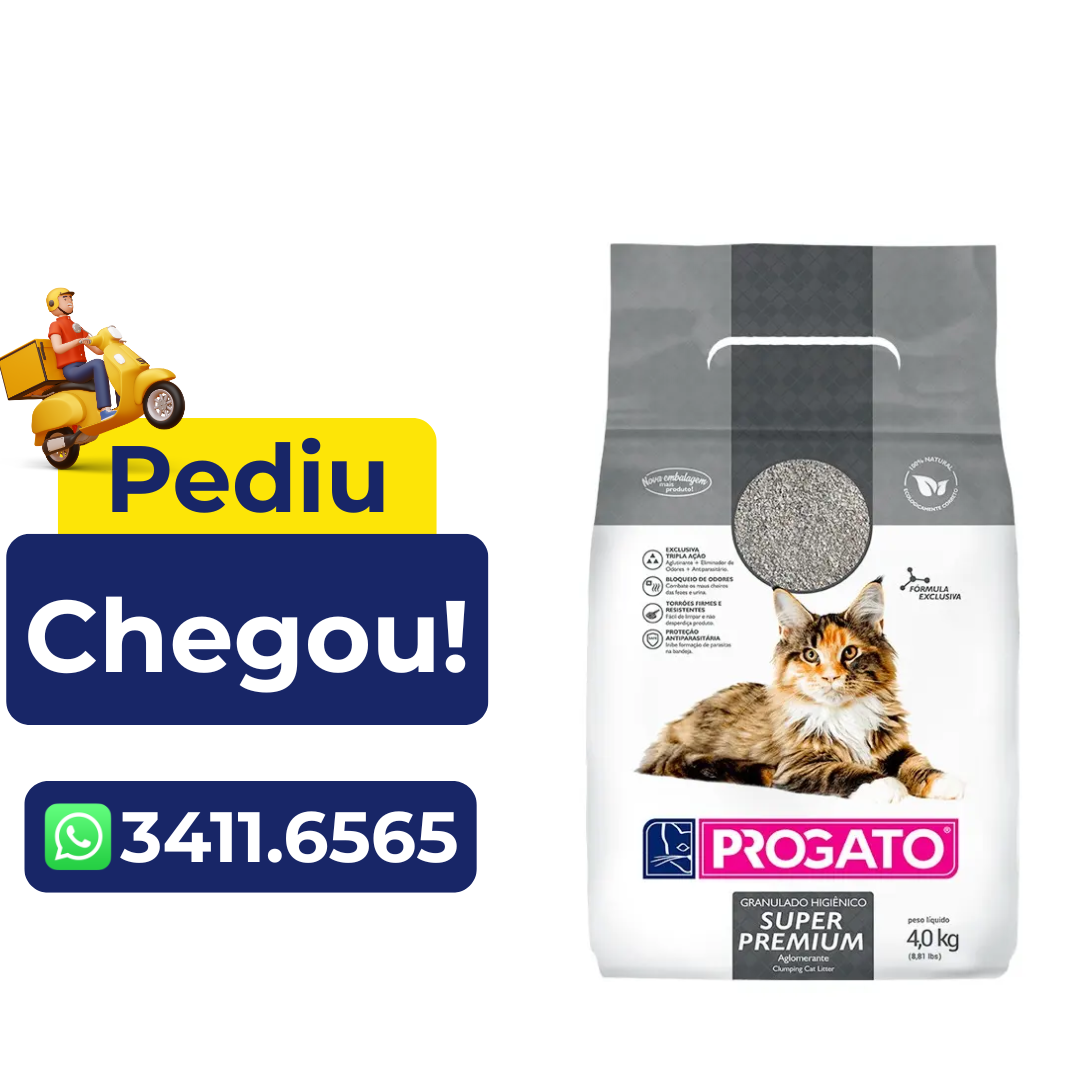 Areia Granulado Higiênico Super Premium Progato para Gatos 4kg