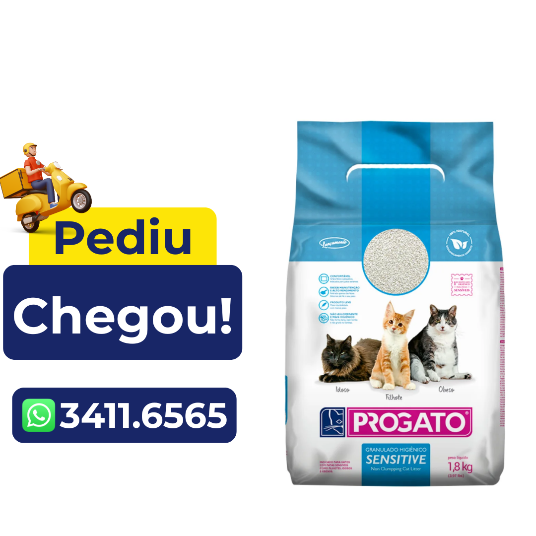 Areia Granulado Higiênico Progato Sensitive para Gatos 1,8kg