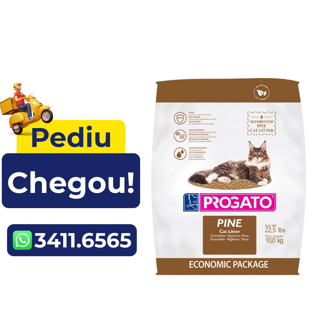 Areia Granulado Higiênico de Madeira Progato para Gatos Pinus 10kg