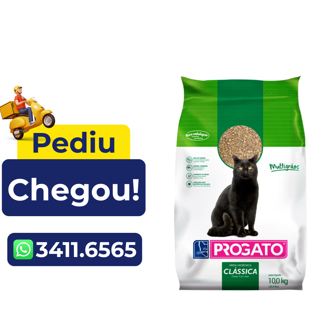 Areia Clássica Perfumada Multigrãos Progato para Gatos 10kg