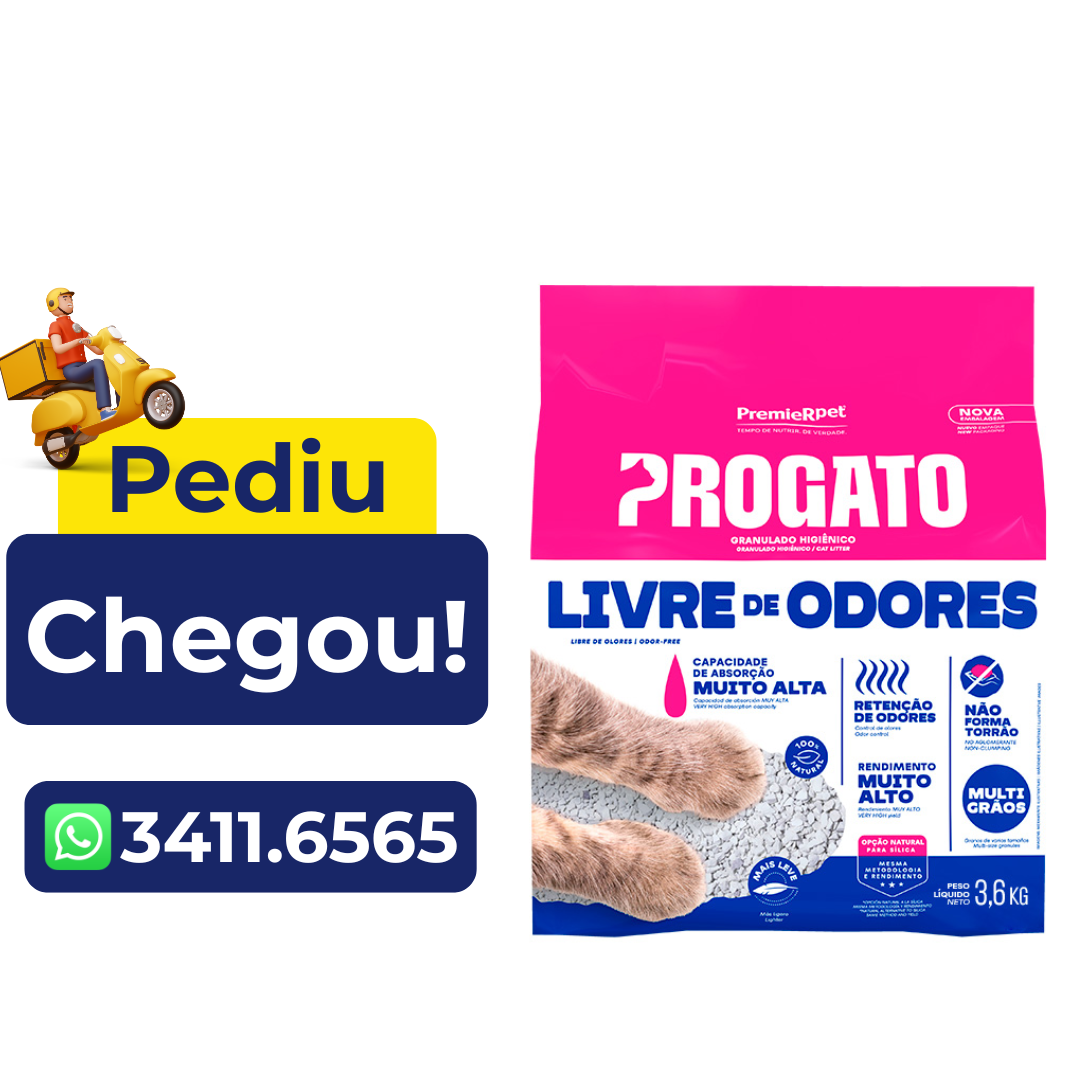 Areia Granulado Higiênico Progato Tradicional para Gatos 3,6kg