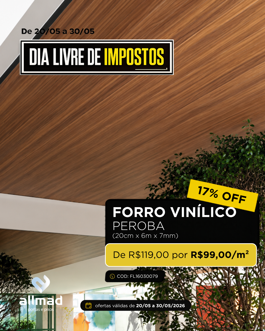 Forro Vinílico Peroba | Valor por m²