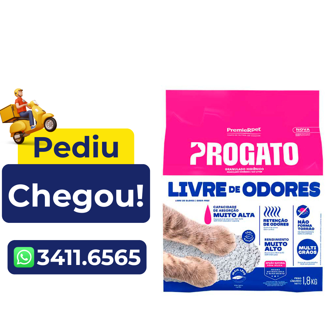 Areia Granulado Higiênico Progato Tradicional para Gatos 1,8kg