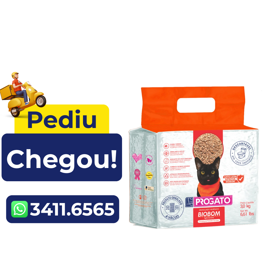 Areia Granulado Higiênico Progato Biobom para Gatos 3kg